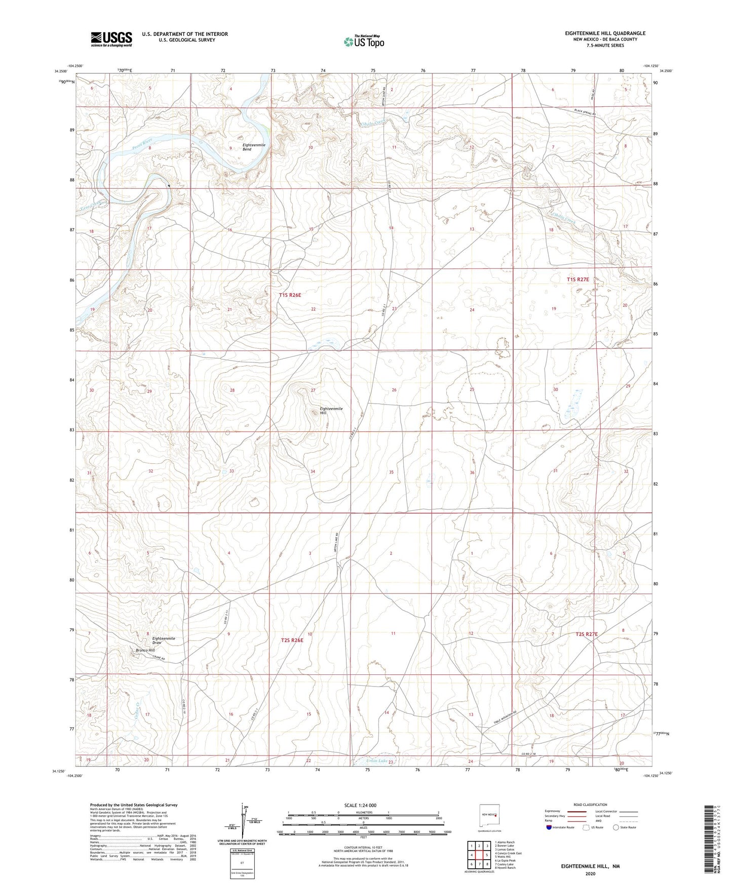 Eighteenmile Hill New Mexico US Topo Map Image