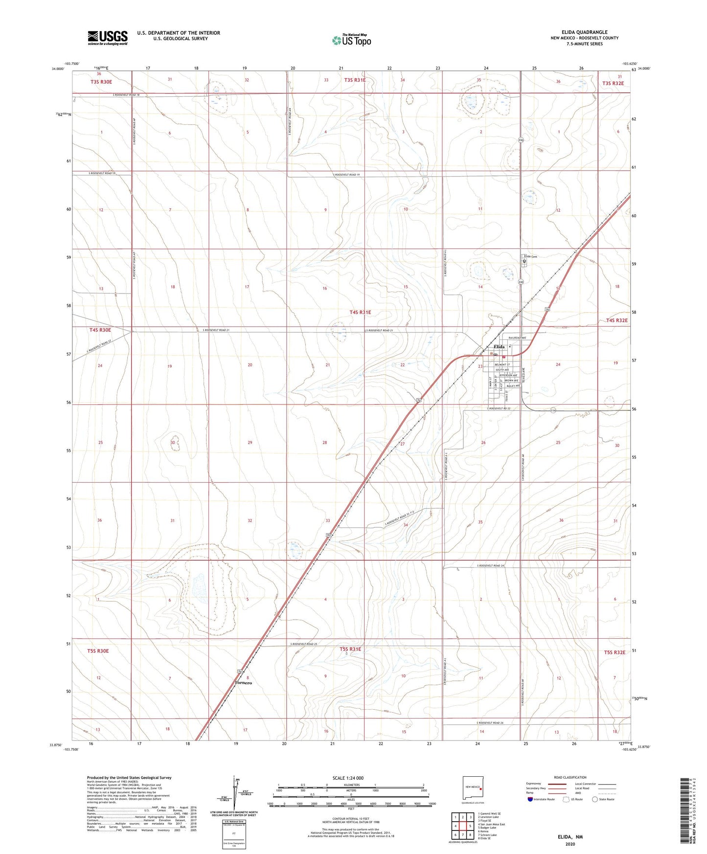 Elida New Mexico US Topo Map Image