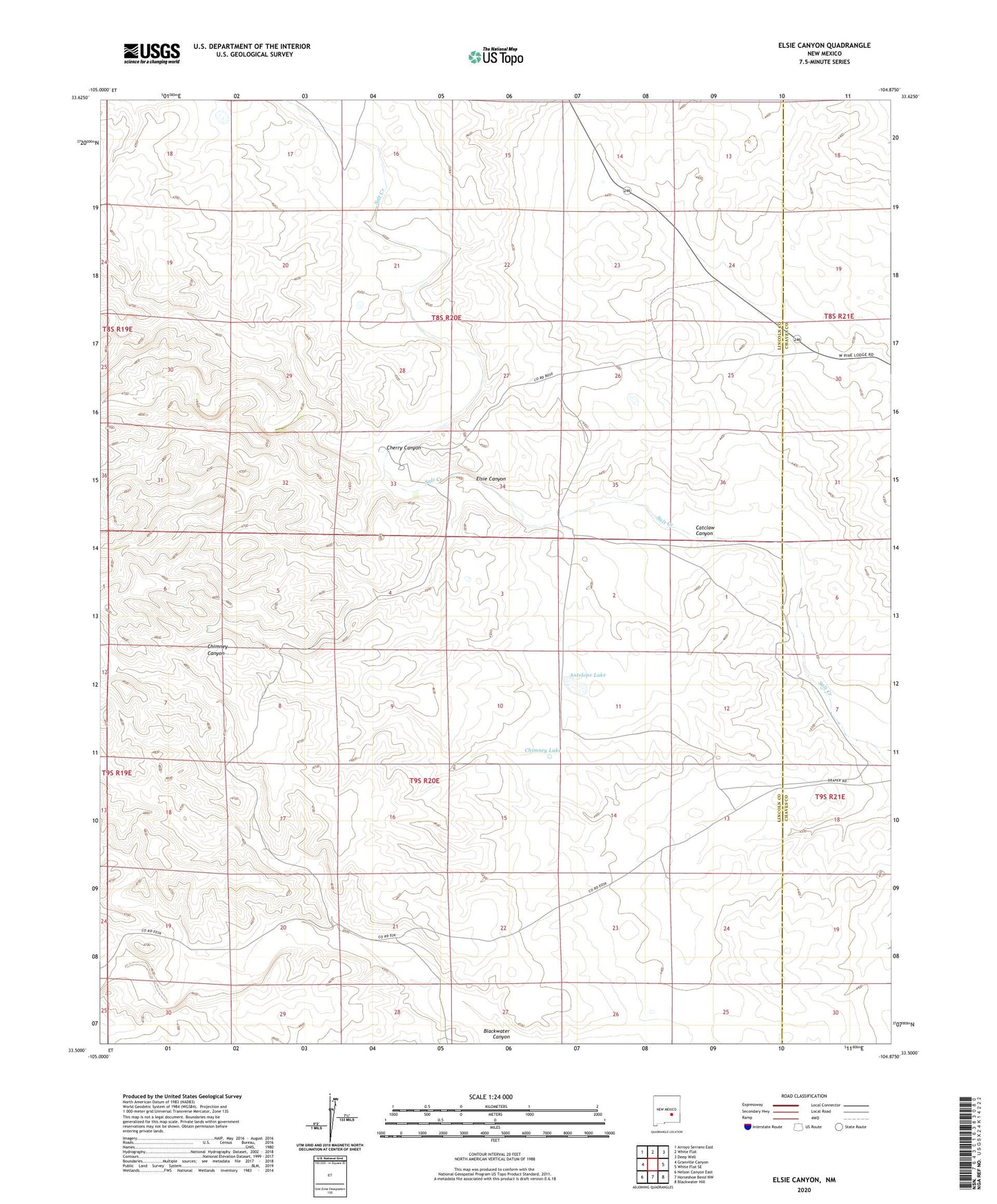 Elsie Canyon New Mexico US Topo Map Image
