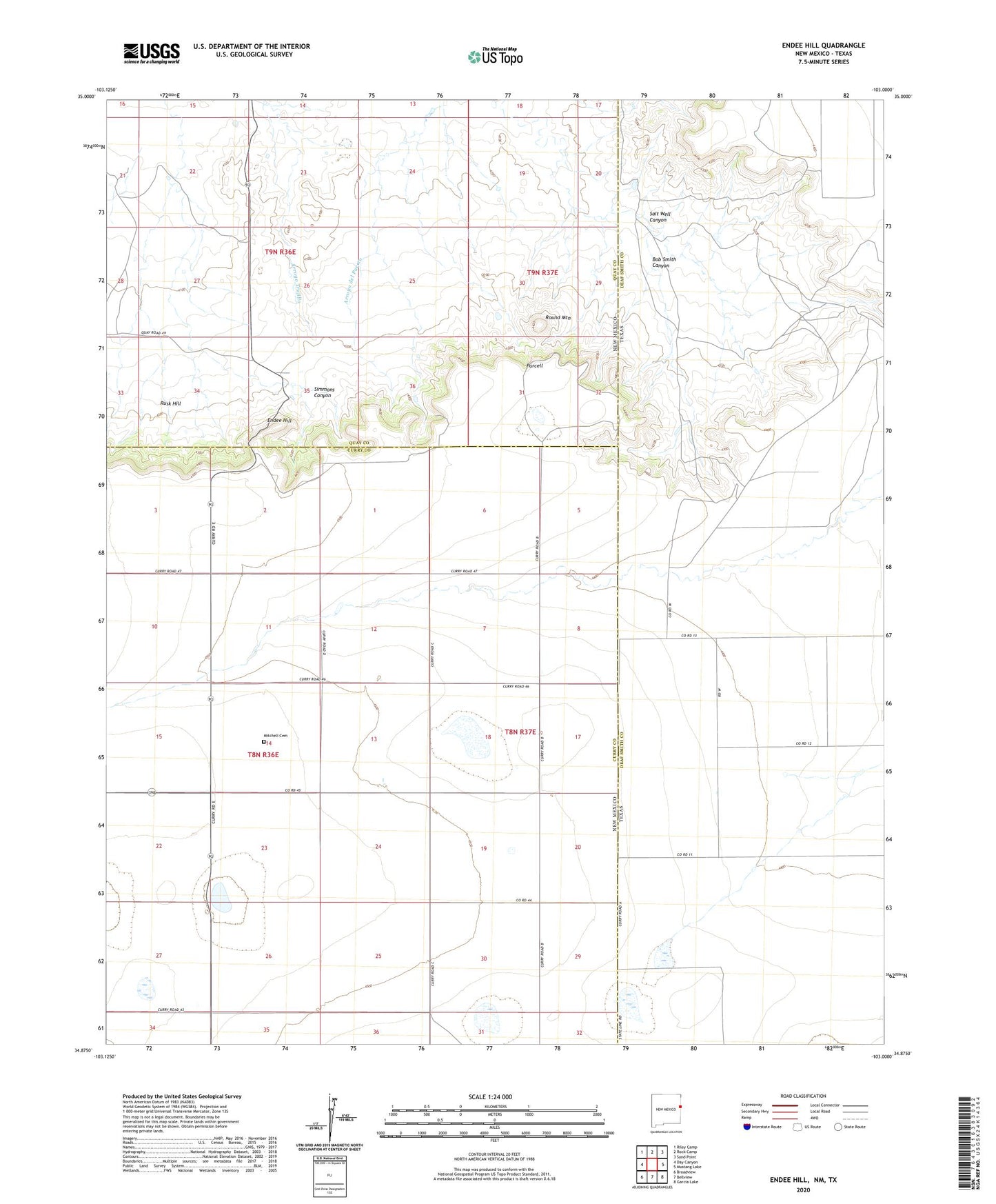 Endee Hill New Mexico US Topo Map Image