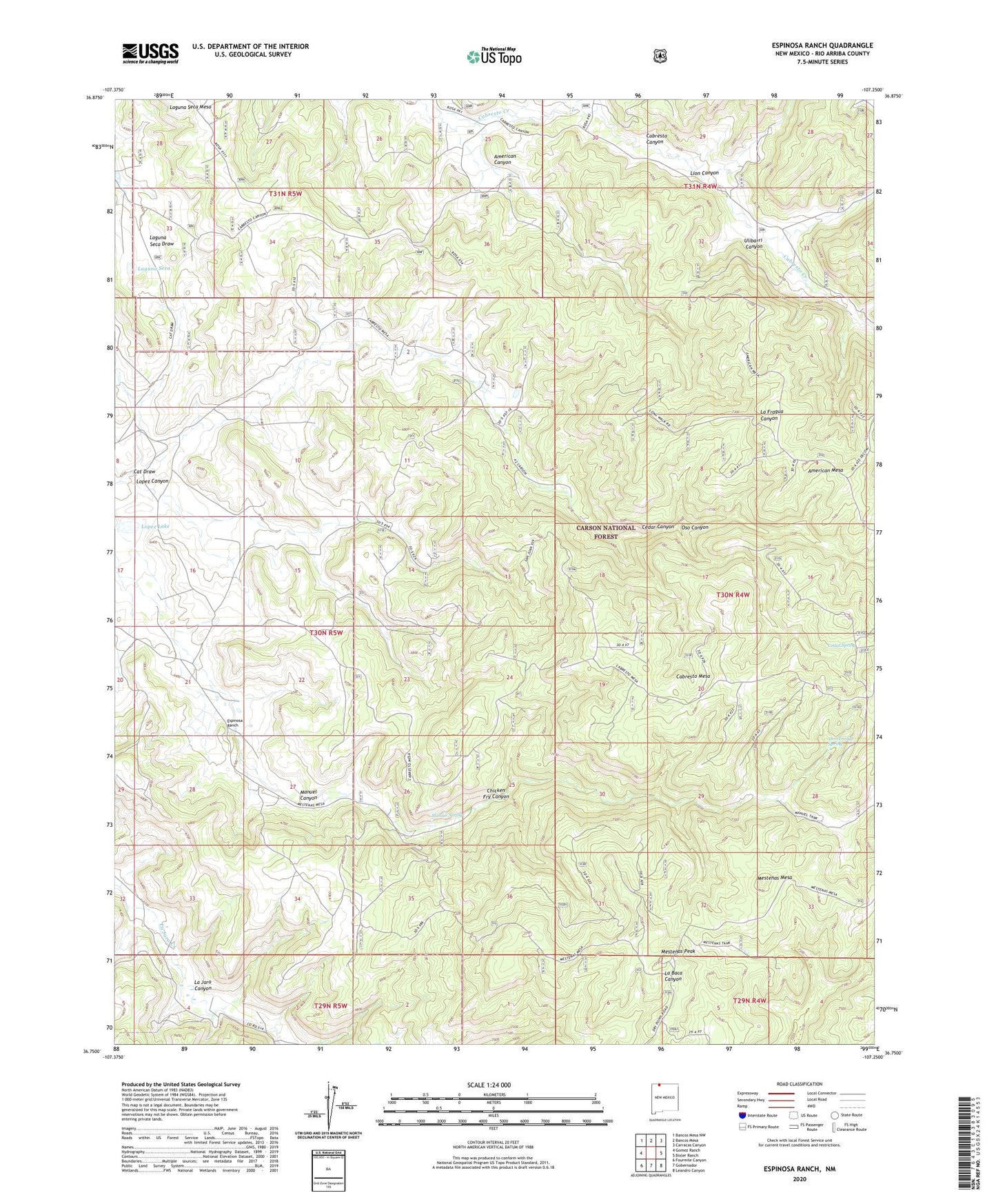 Espinosa Ranch New Mexico US Topo Map Image