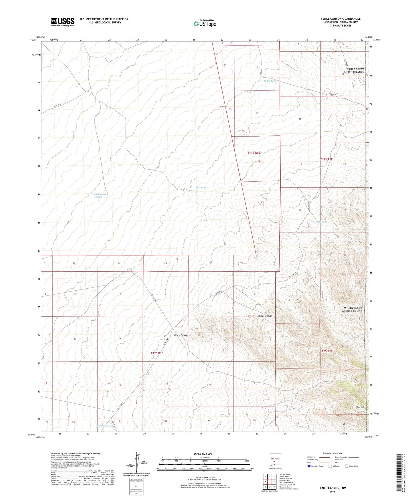 Fence Canyon New Mexico US Topo Map Image