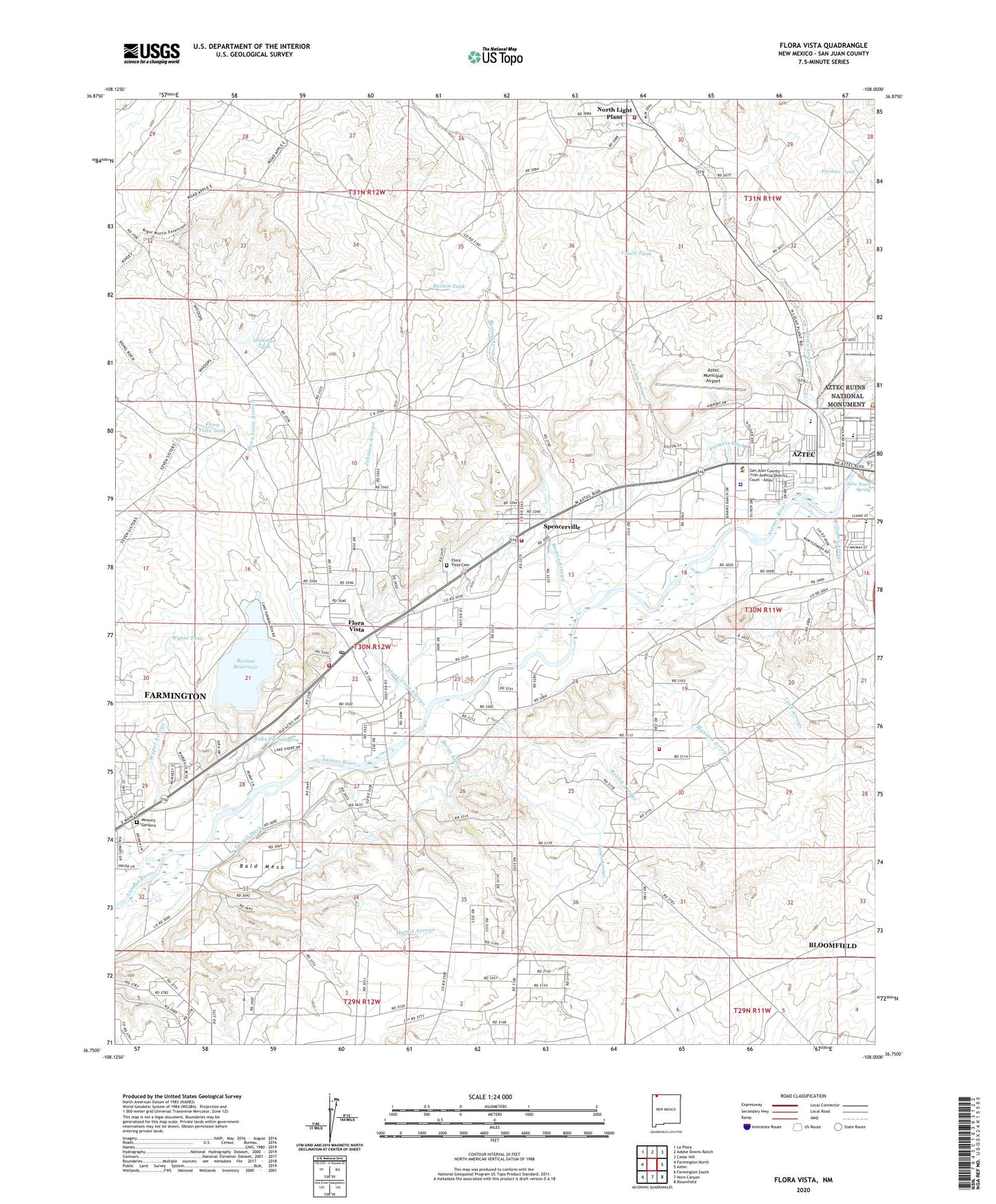 Flora Vista New Mexico US Topo Map Image