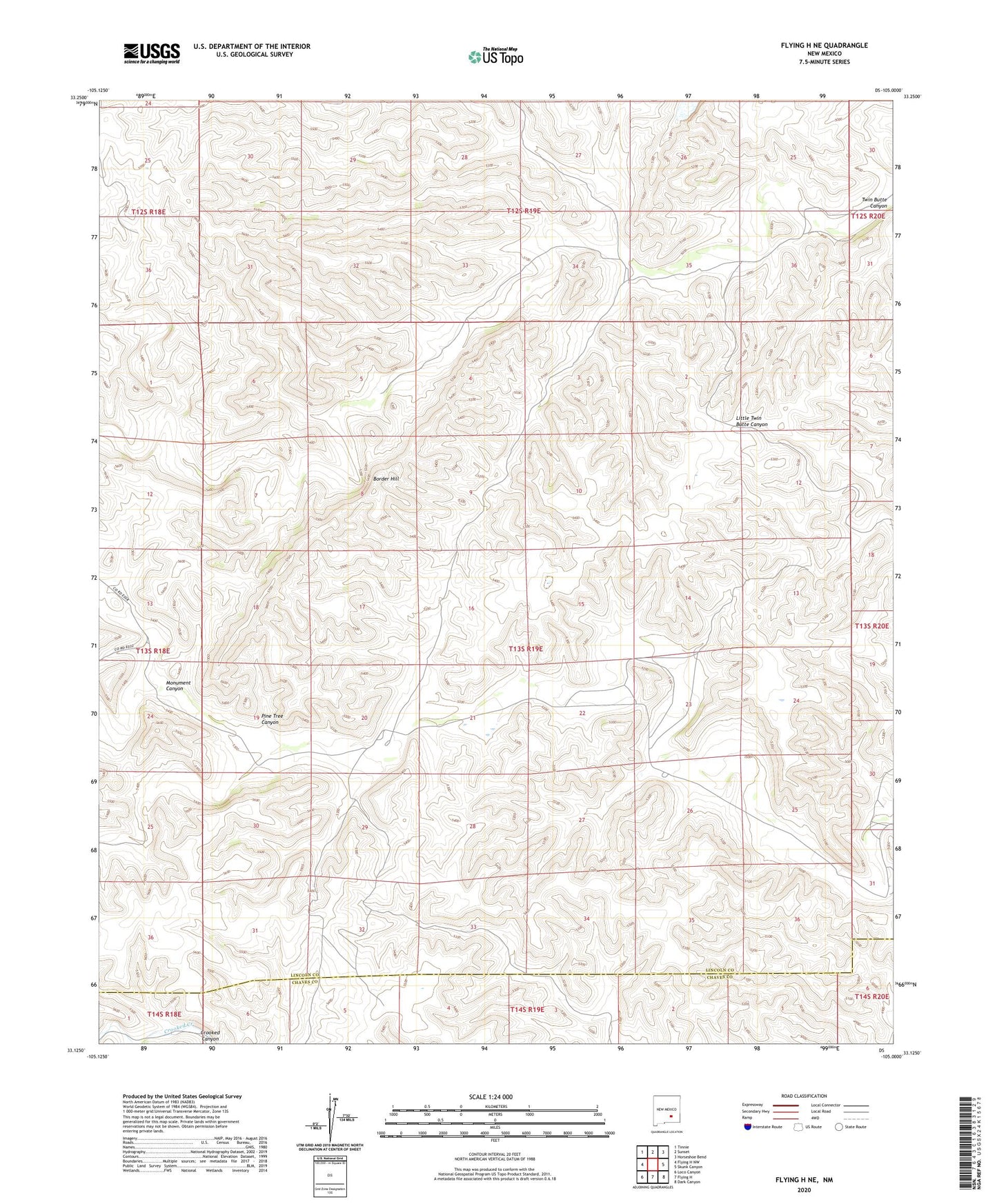 Flying H NE New Mexico US Topo Map Image