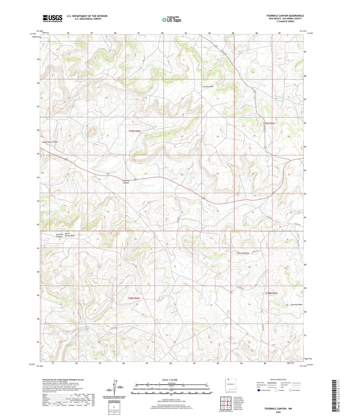 Fourmile Canyon New Mexico US Topo Map Image