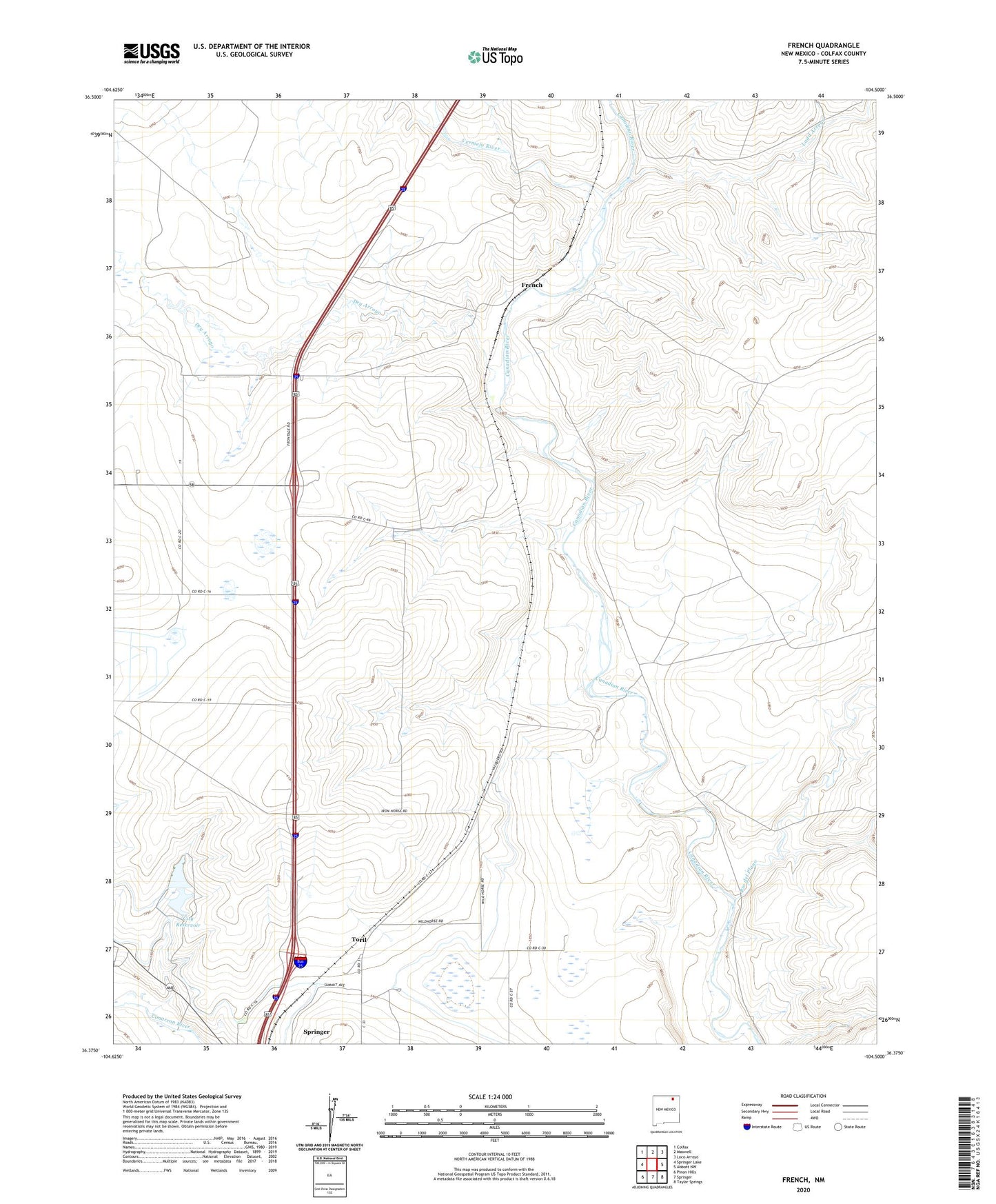 French New Mexico US Topo Map Image