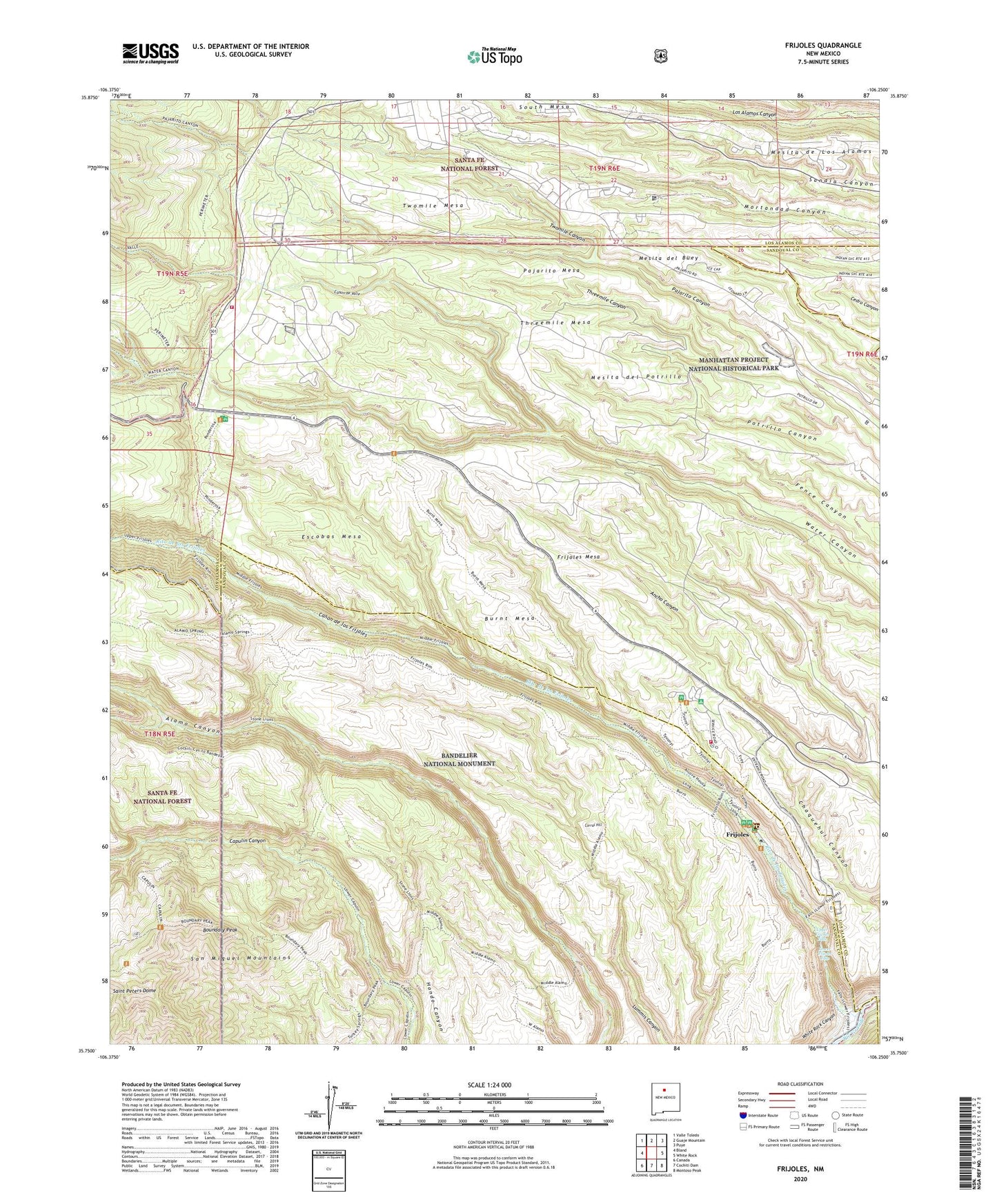 Frijoles New Mexico US Topo Map Image