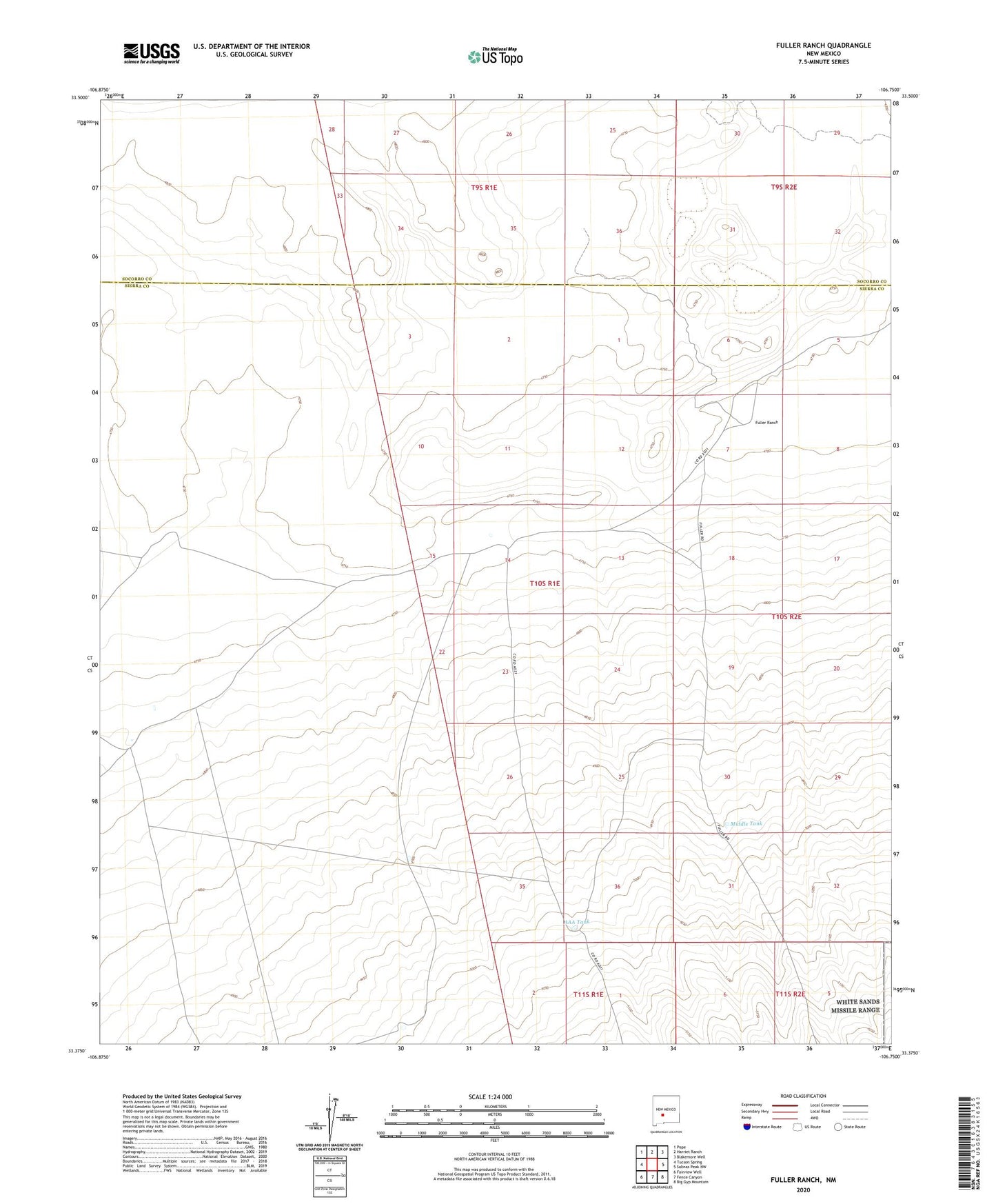 Fuller Ranch New Mexico US Topo Map Image