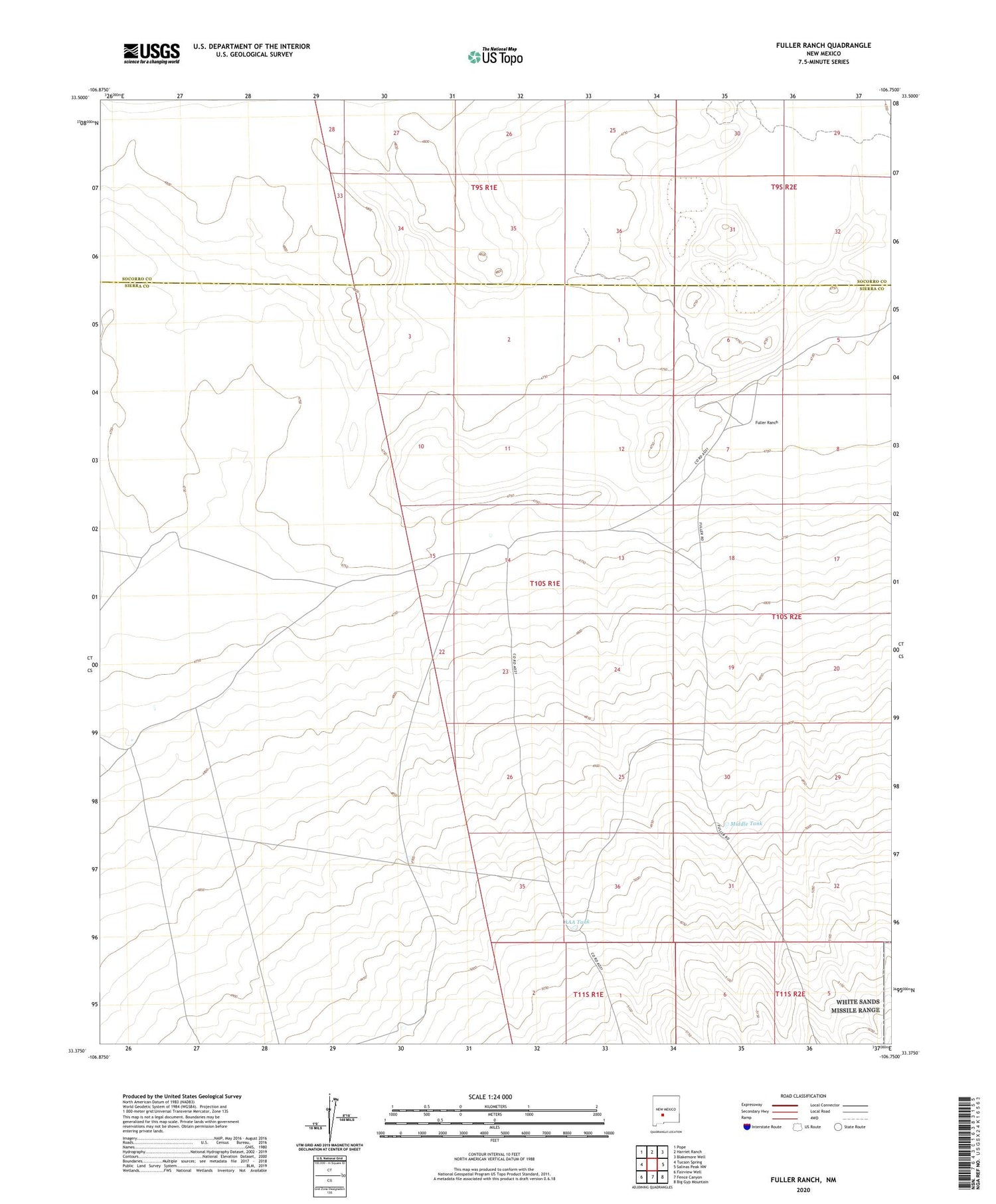 Fuller Ranch New Mexico US Topo Map Image