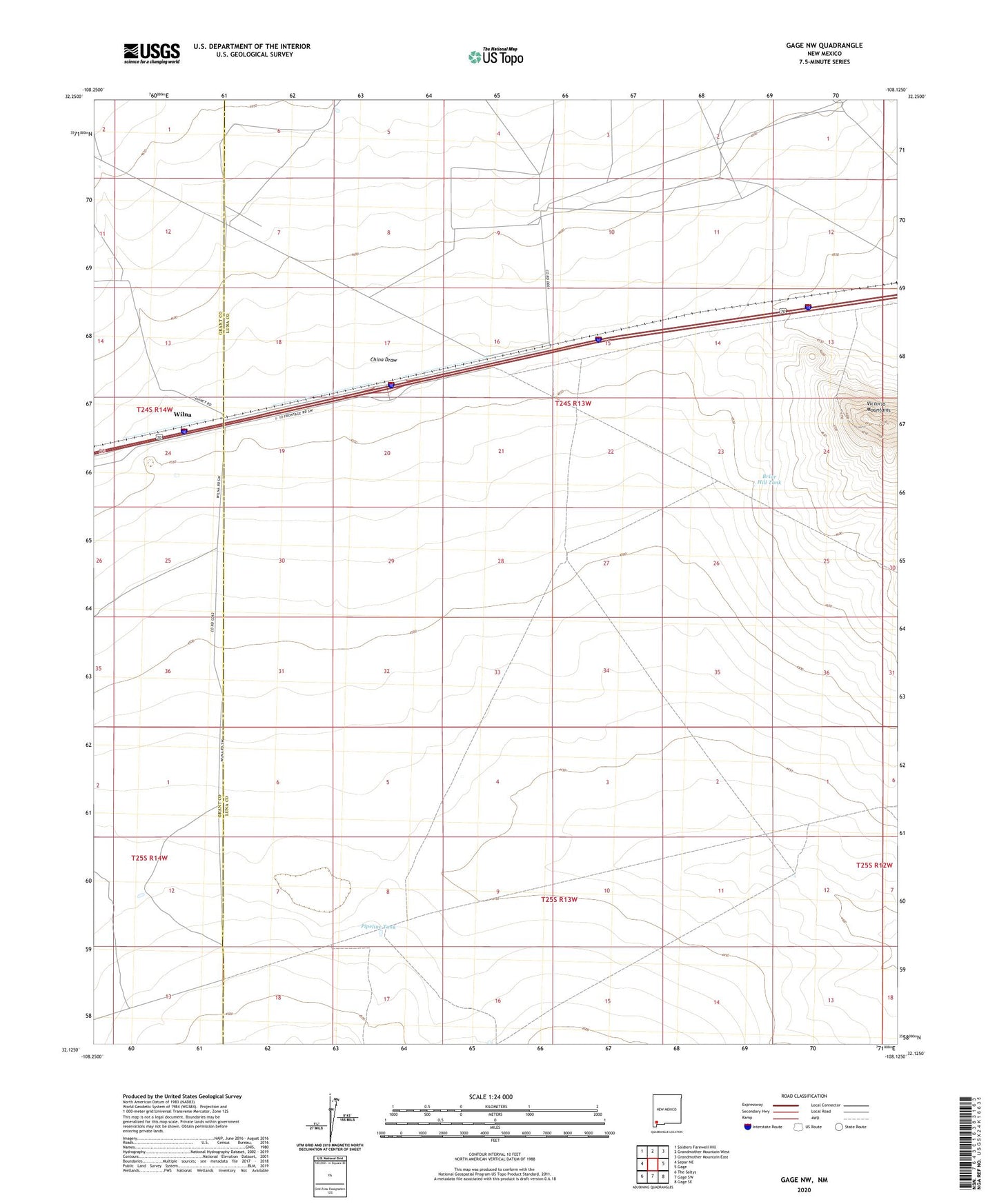 Gage NW New Mexico US Topo Map Image