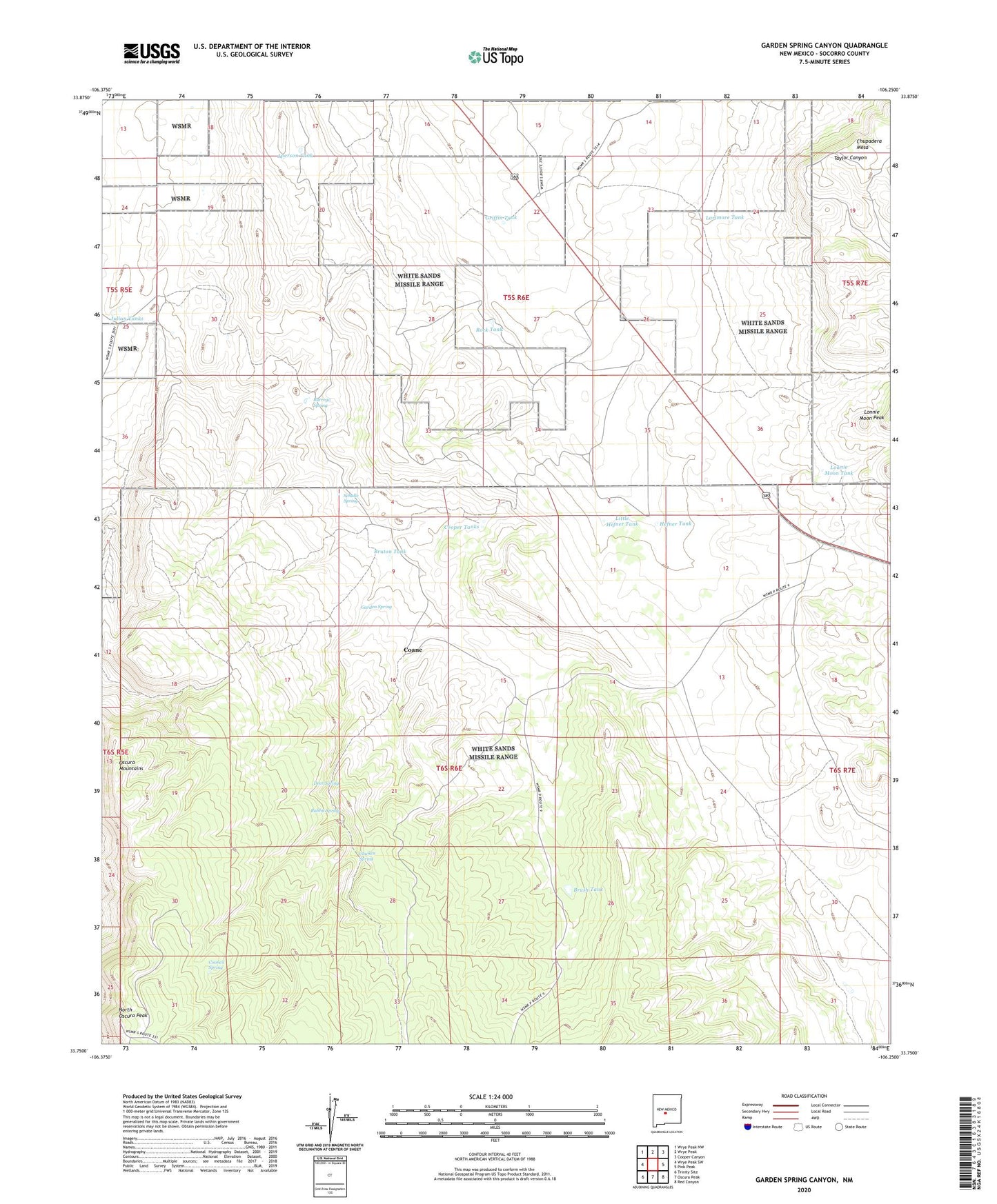 Garden Spring Canyon New Mexico US Topo Map Image