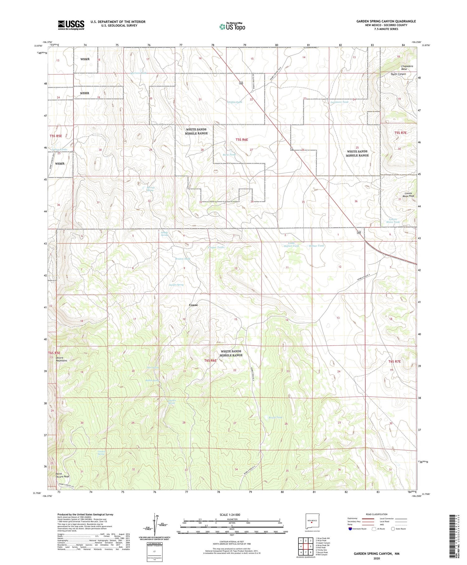 Garden Spring Canyon New Mexico US Topo Map Image