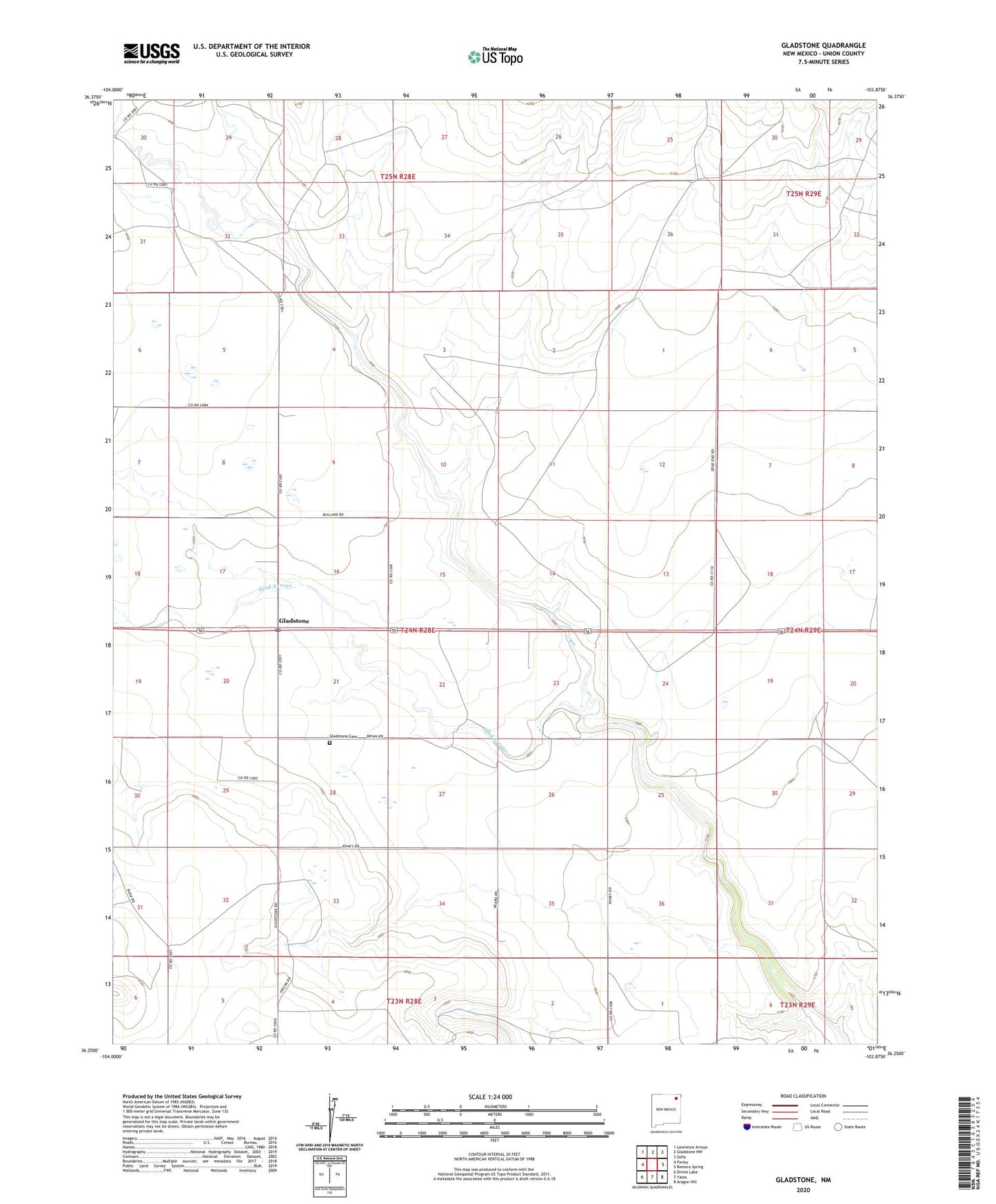 Gladstone New Mexico US Topo Map Image