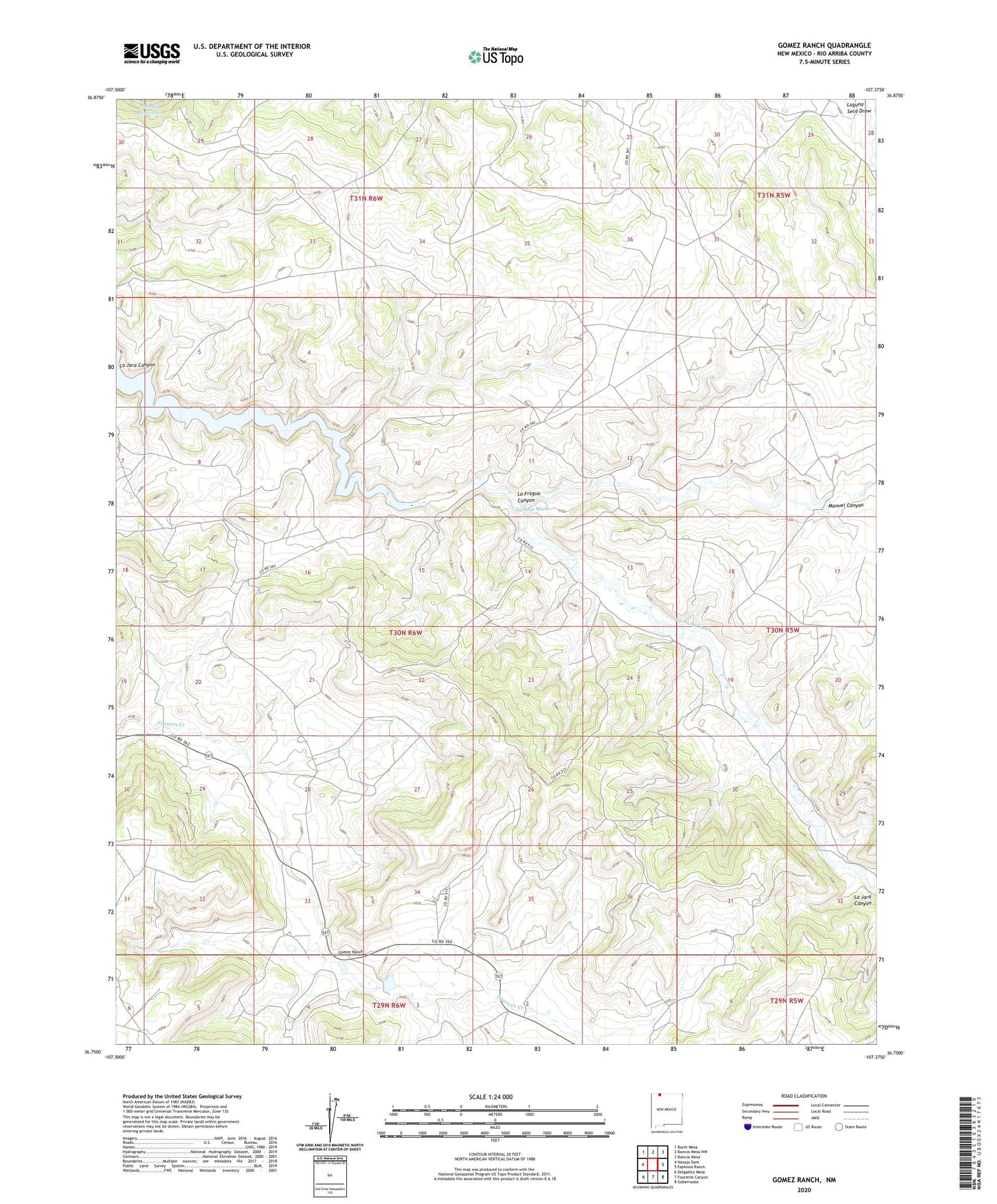 Gomez Ranch New Mexico US Topo Map Image