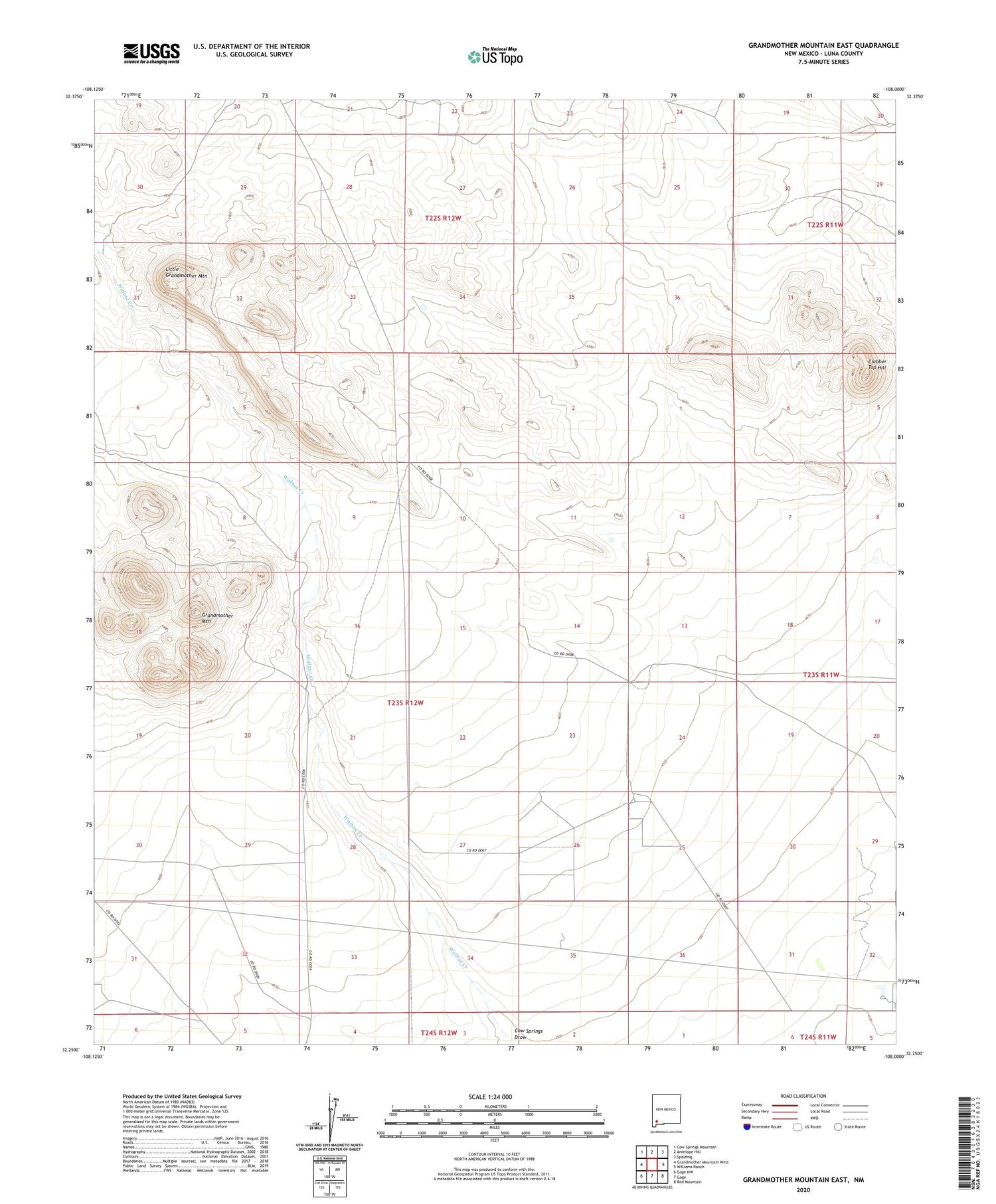 Grandmother Mountain East New Mexico US Topo Map Image