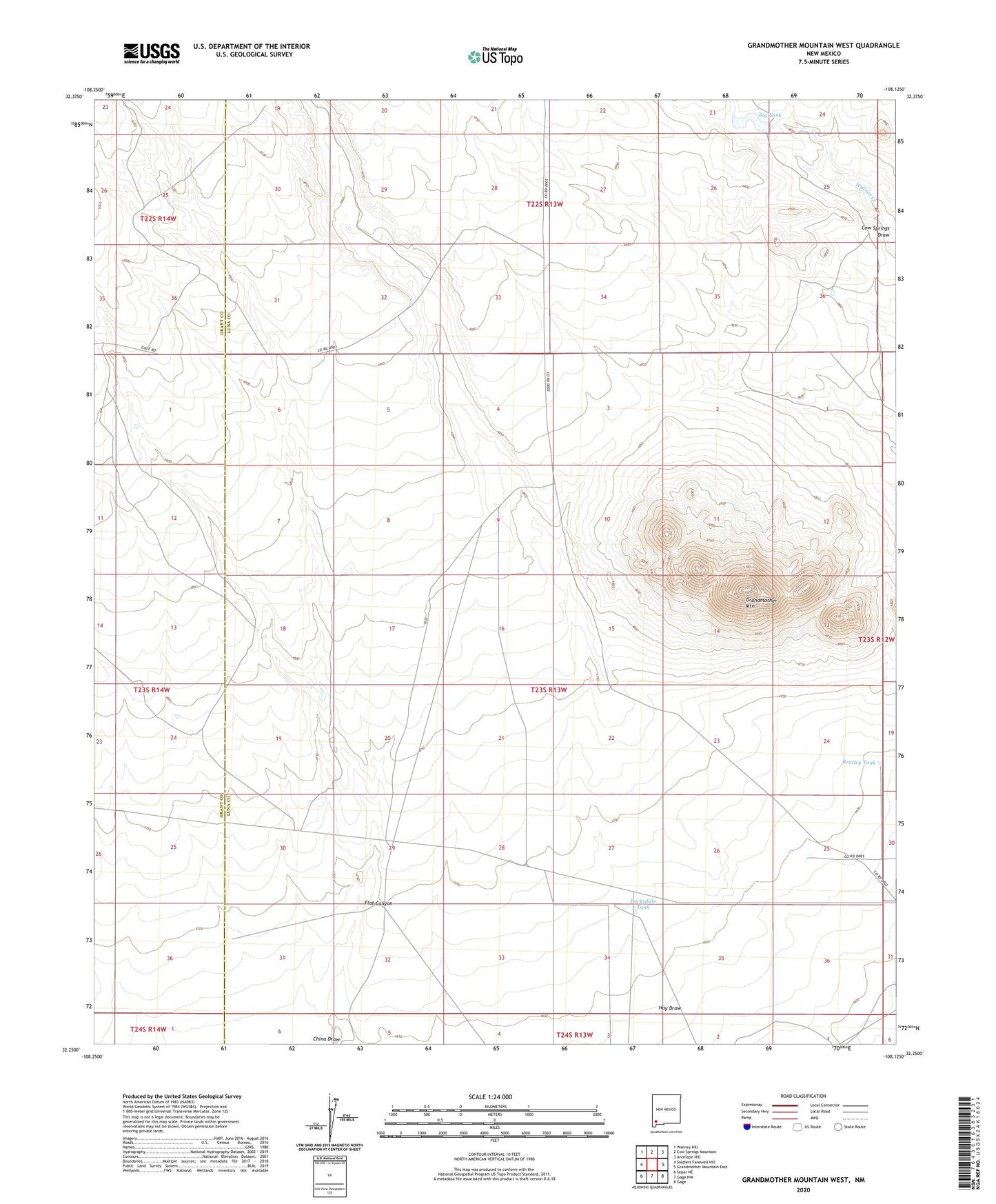 Grandmother Mountain West New Mexico US Topo Map Image