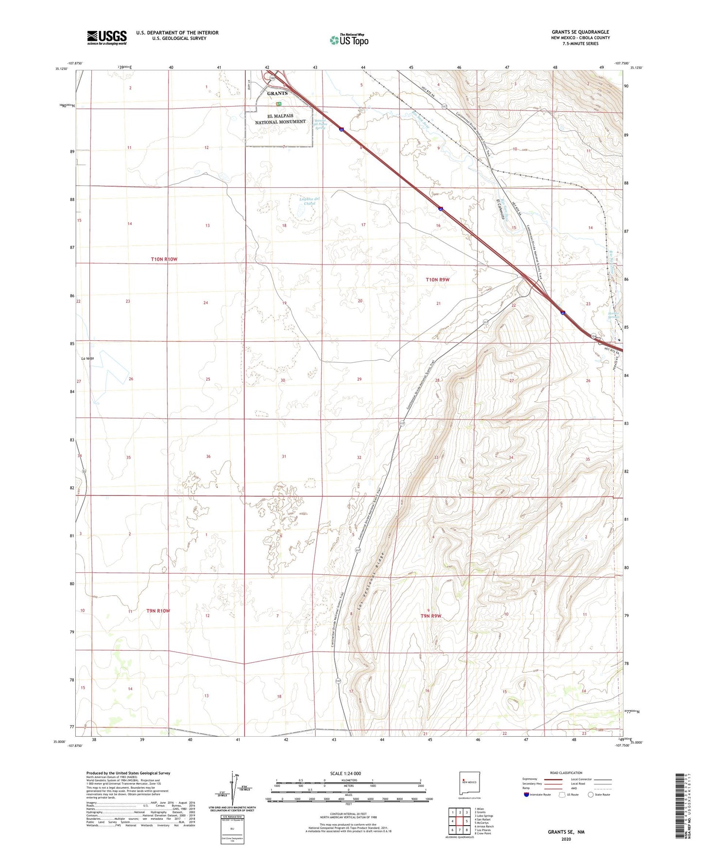 Grants SE New Mexico US Topo Map Image
