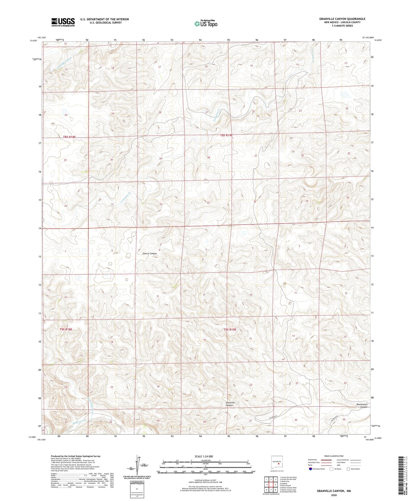 Granville Canyon New Mexico US Topo Map Image