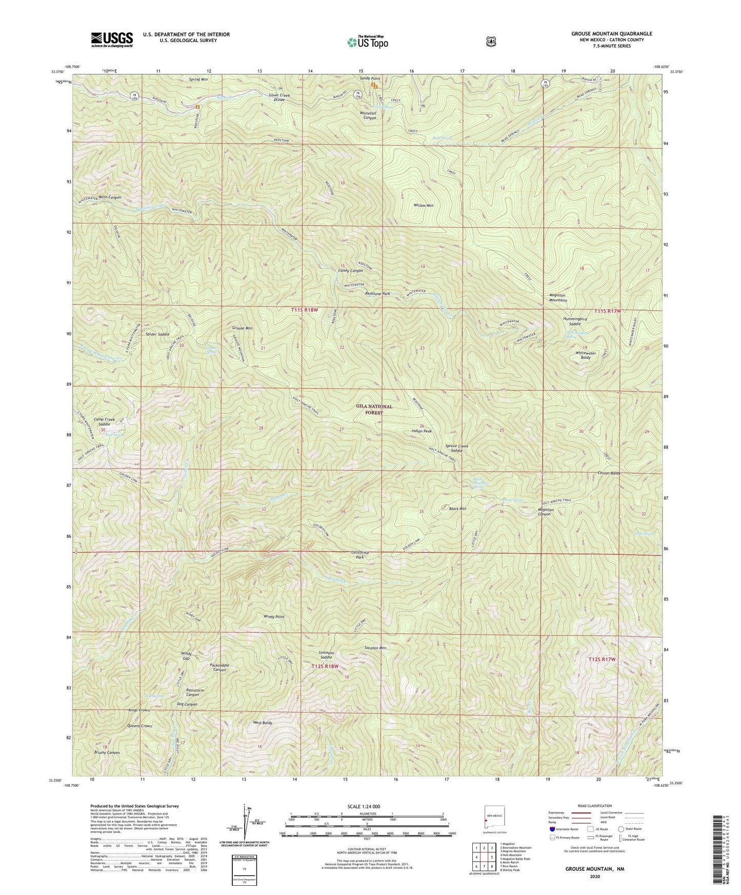 Grouse Mountain New Mexico US Topo Map Image