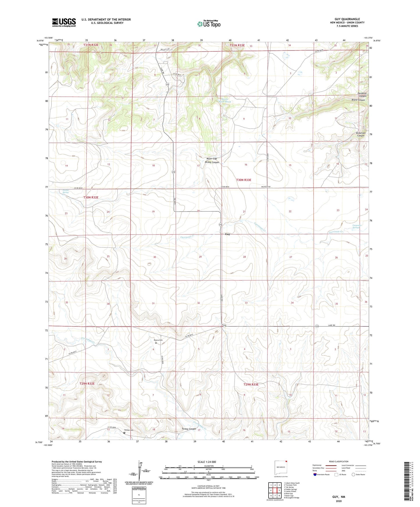 Guy New Mexico US Topo Map Image