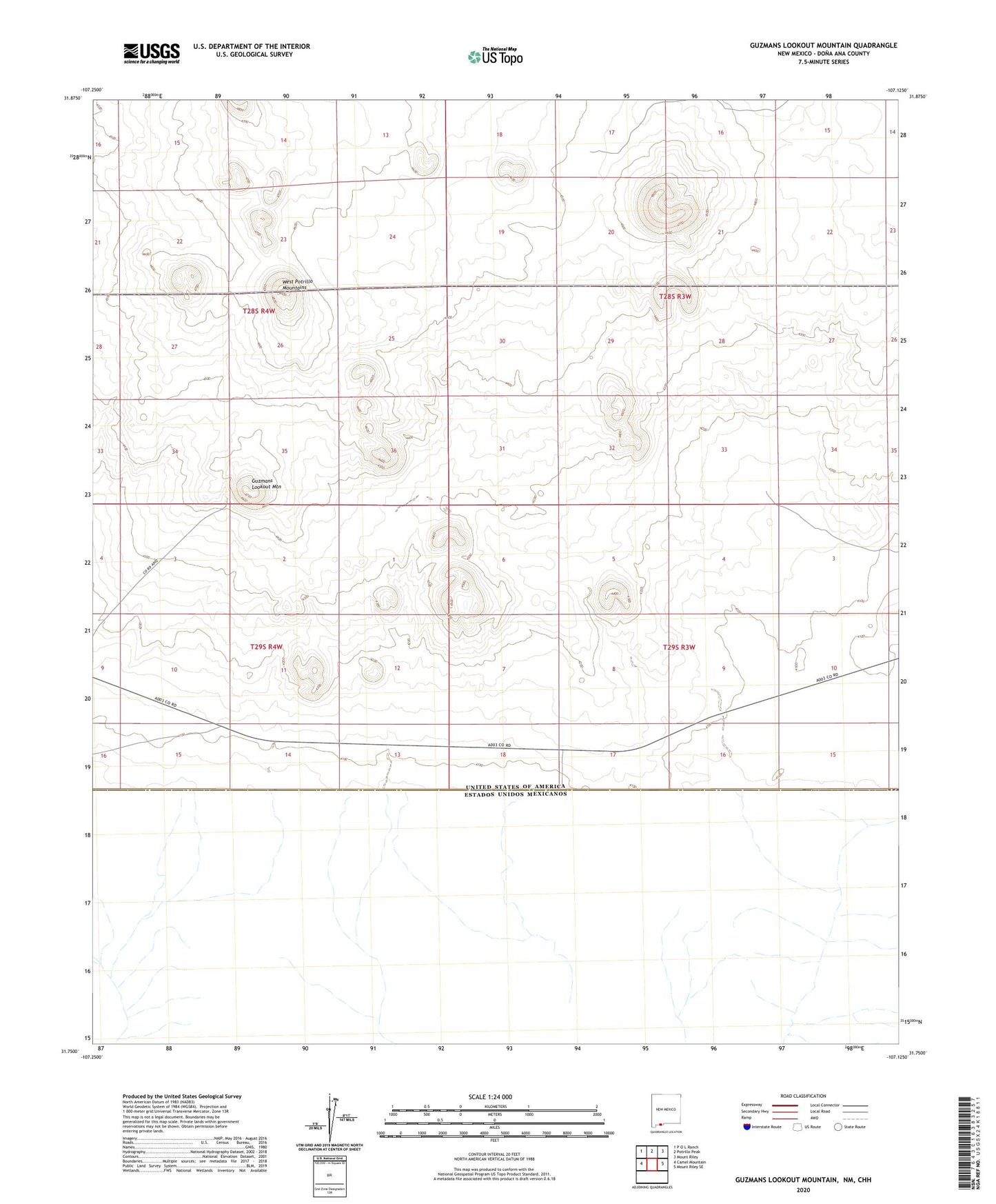 Guzmans Lookout Mountain New Mexico US Topo Map Image