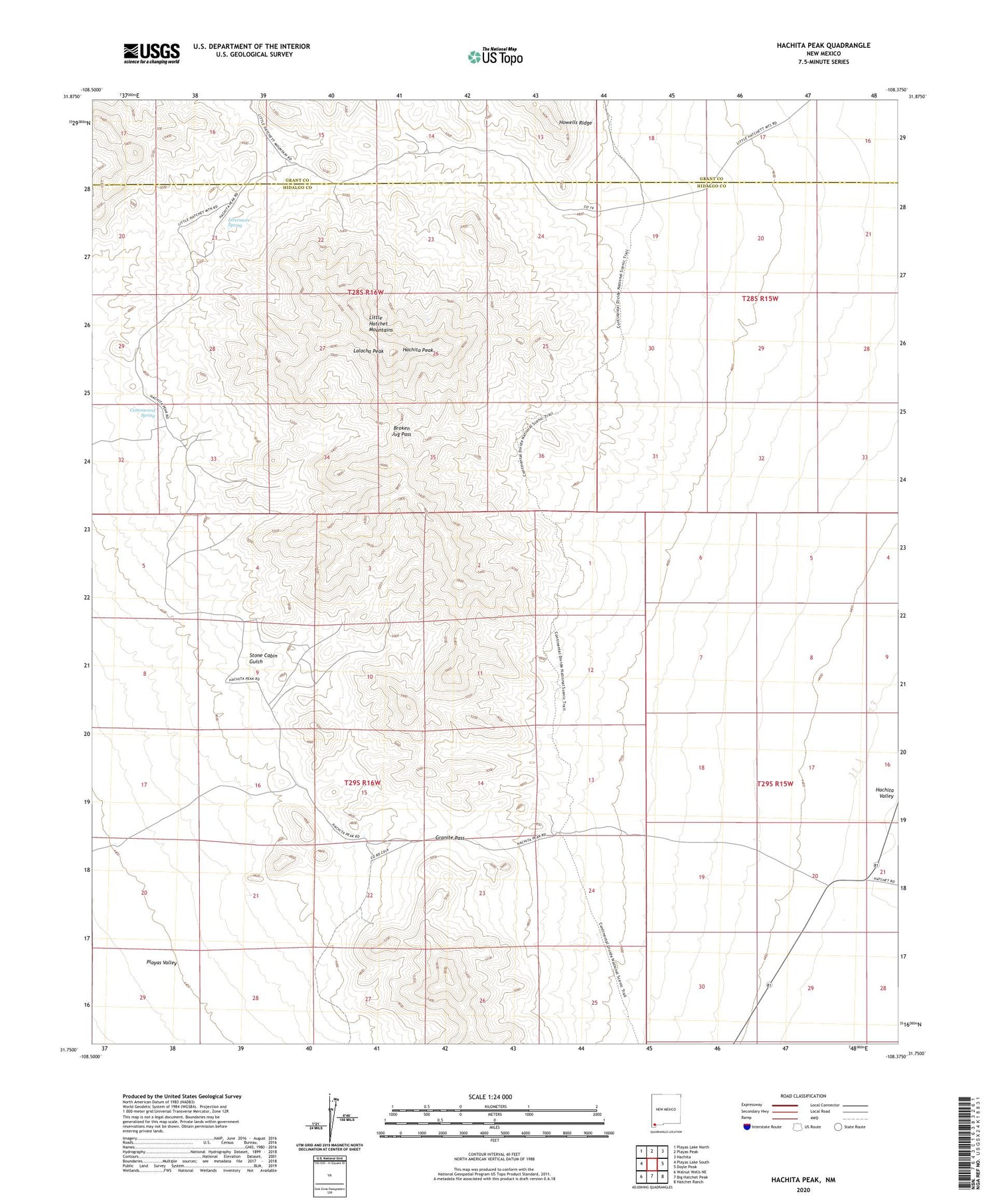 Hachita Peak New Mexico US Topo Map Image