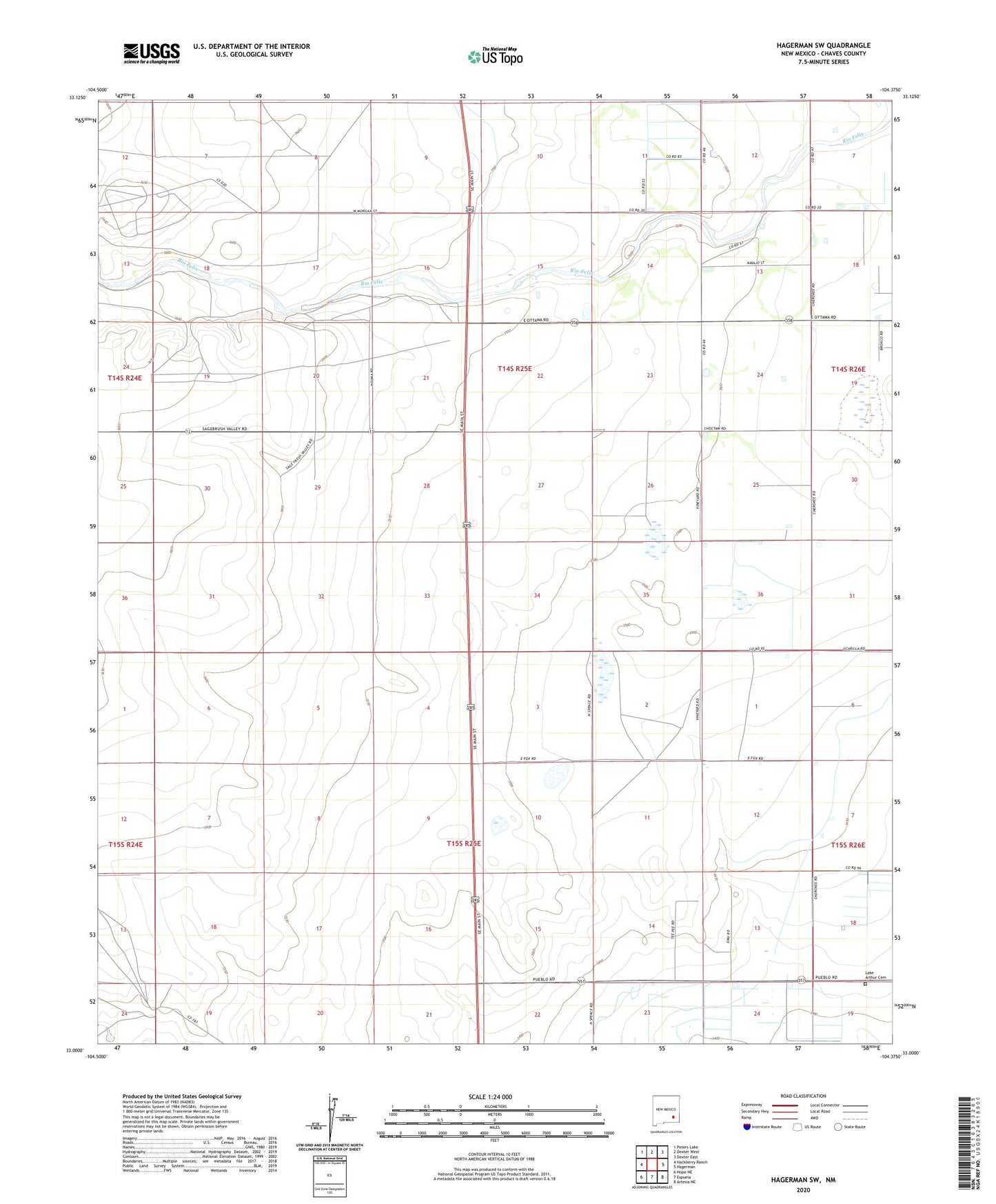 Hagerman SW New Mexico US Topo Map Image