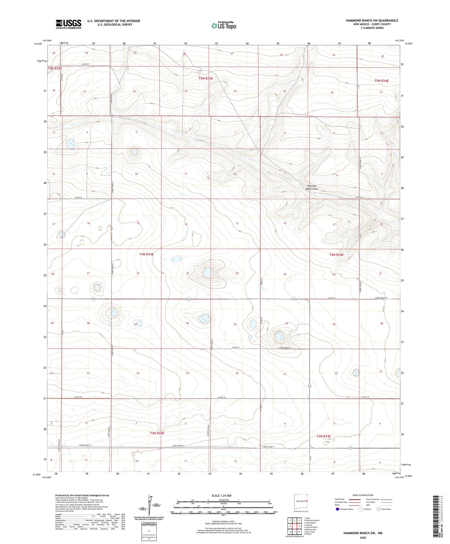 Hammond Ranch SW New Mexico US Topo Map Image