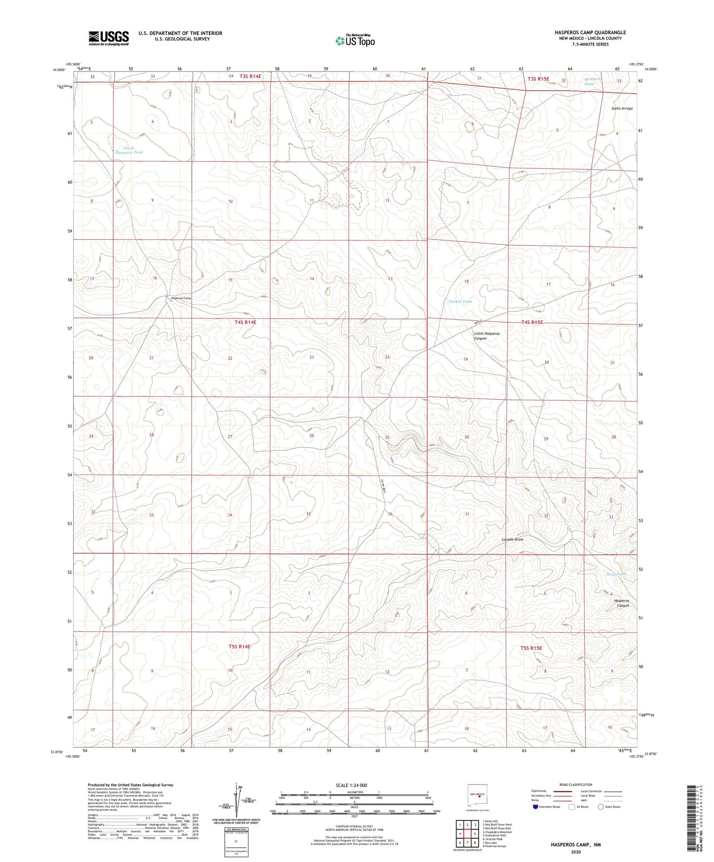 Hasperos Camp New Mexico US Topo Map Image