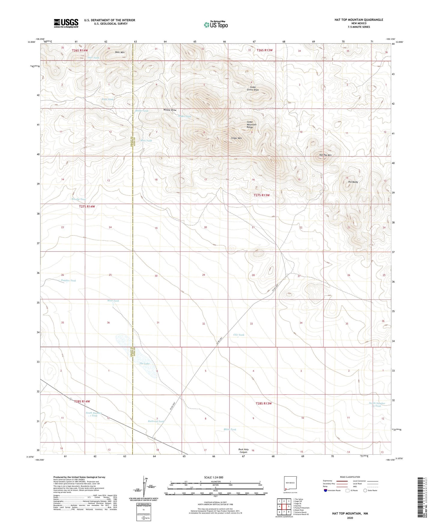 Hat Top Mountain New Mexico US Topo Map Image