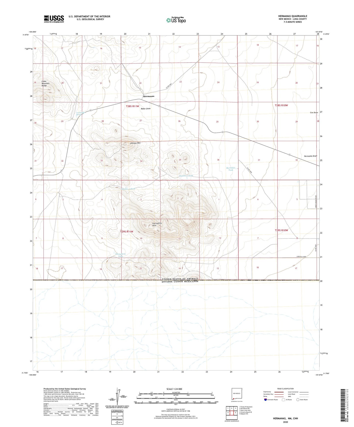 Hermanas New Mexico US Topo Map Image