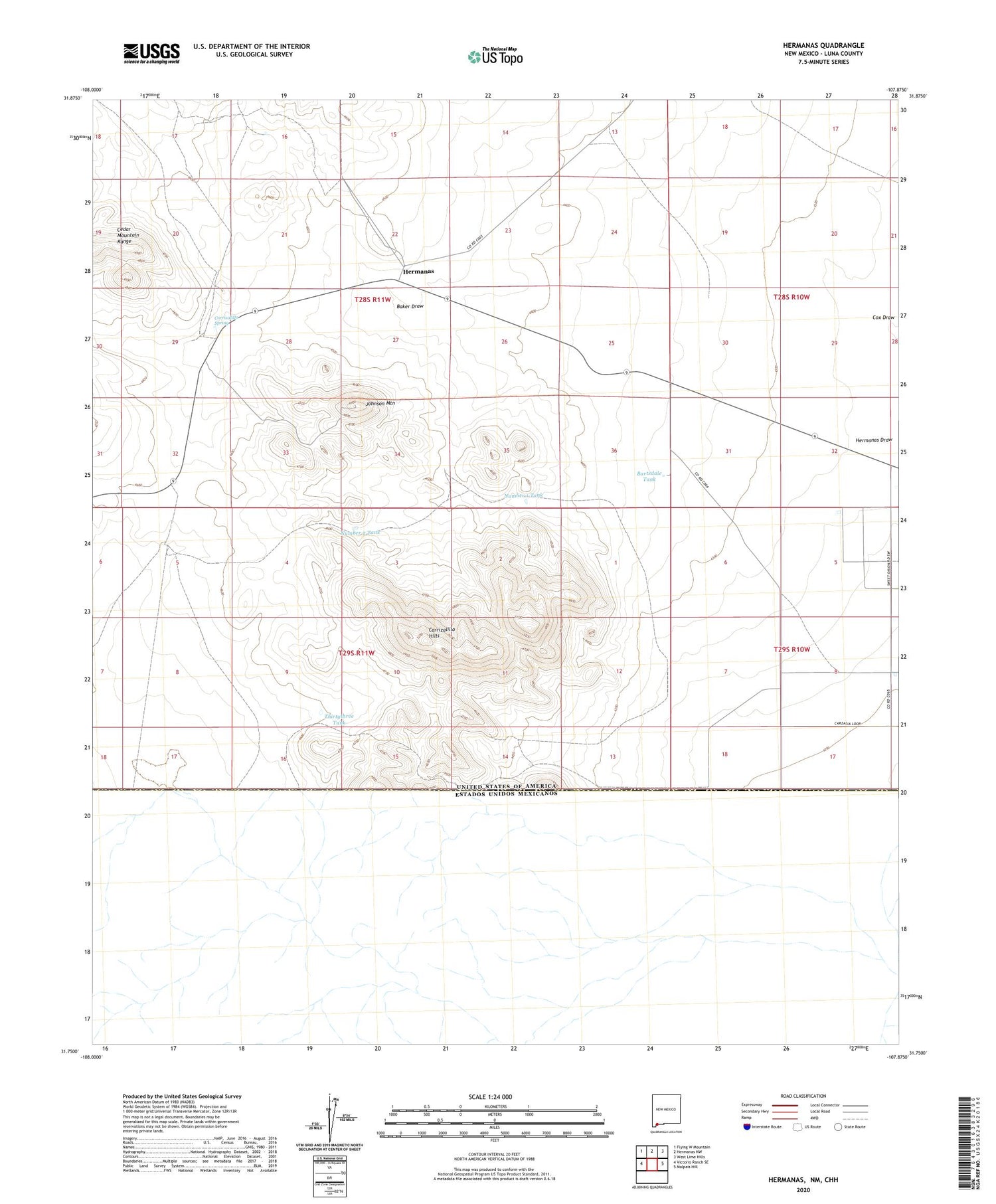 Hermanas New Mexico US Topo Map Image