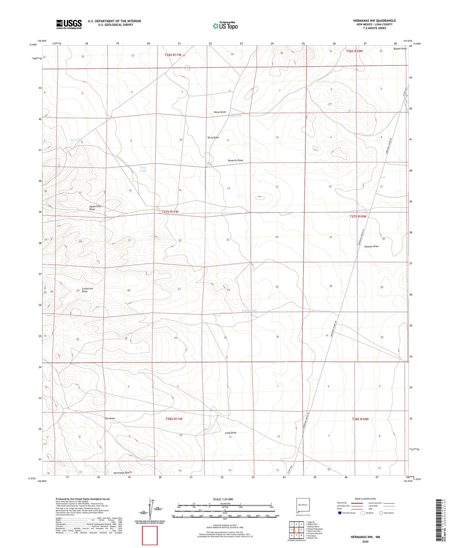 Hermanas NW New Mexico US Topo Map Image