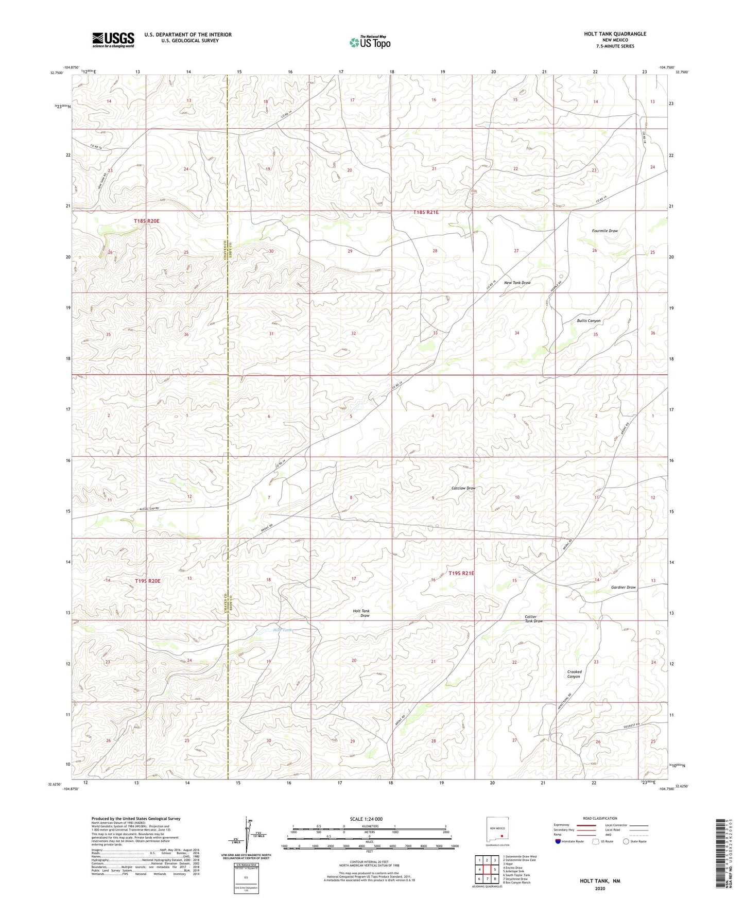 Holt Tank New Mexico US Topo Map Image