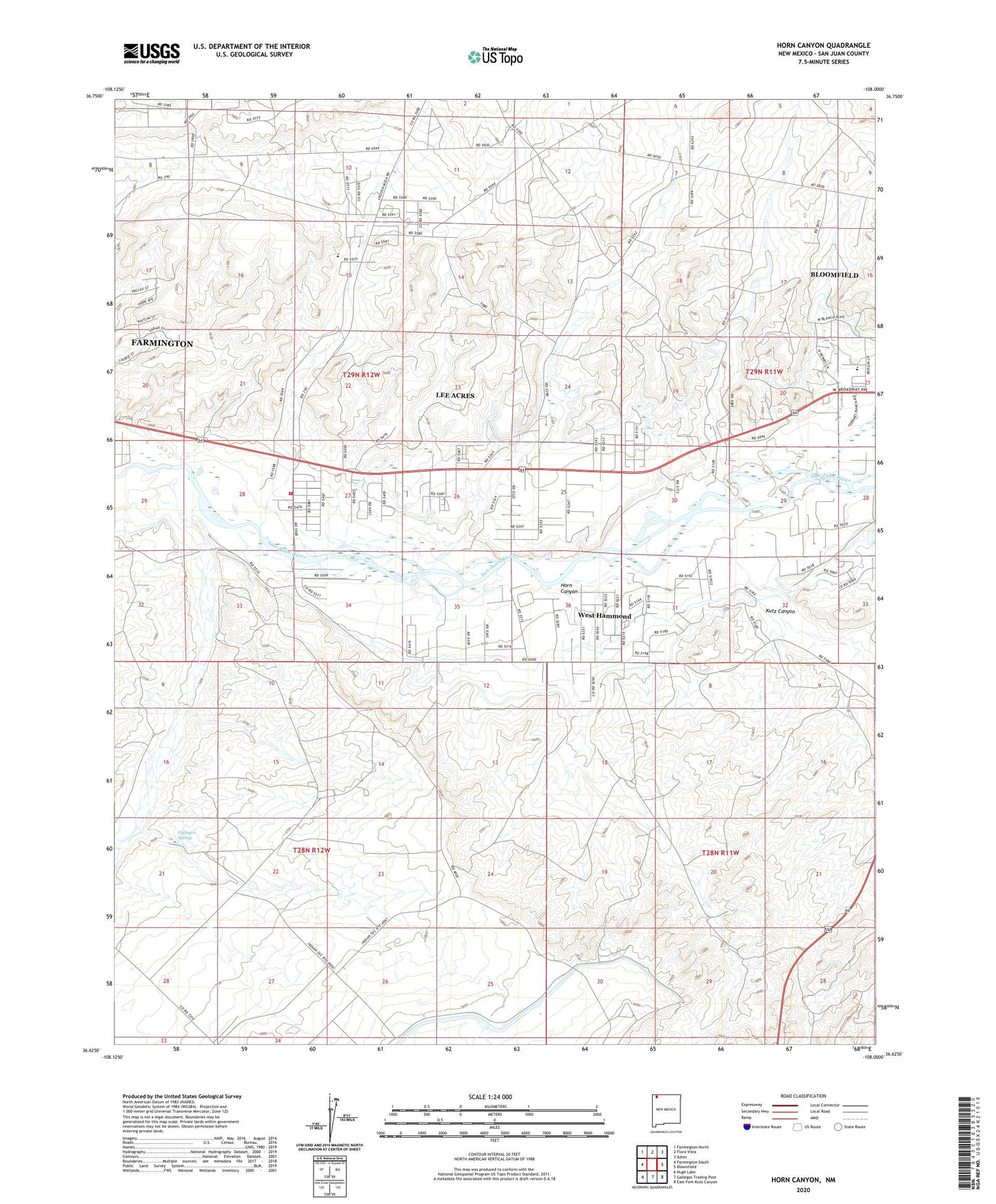 Horn Canyon New Mexico US Topo Map Image