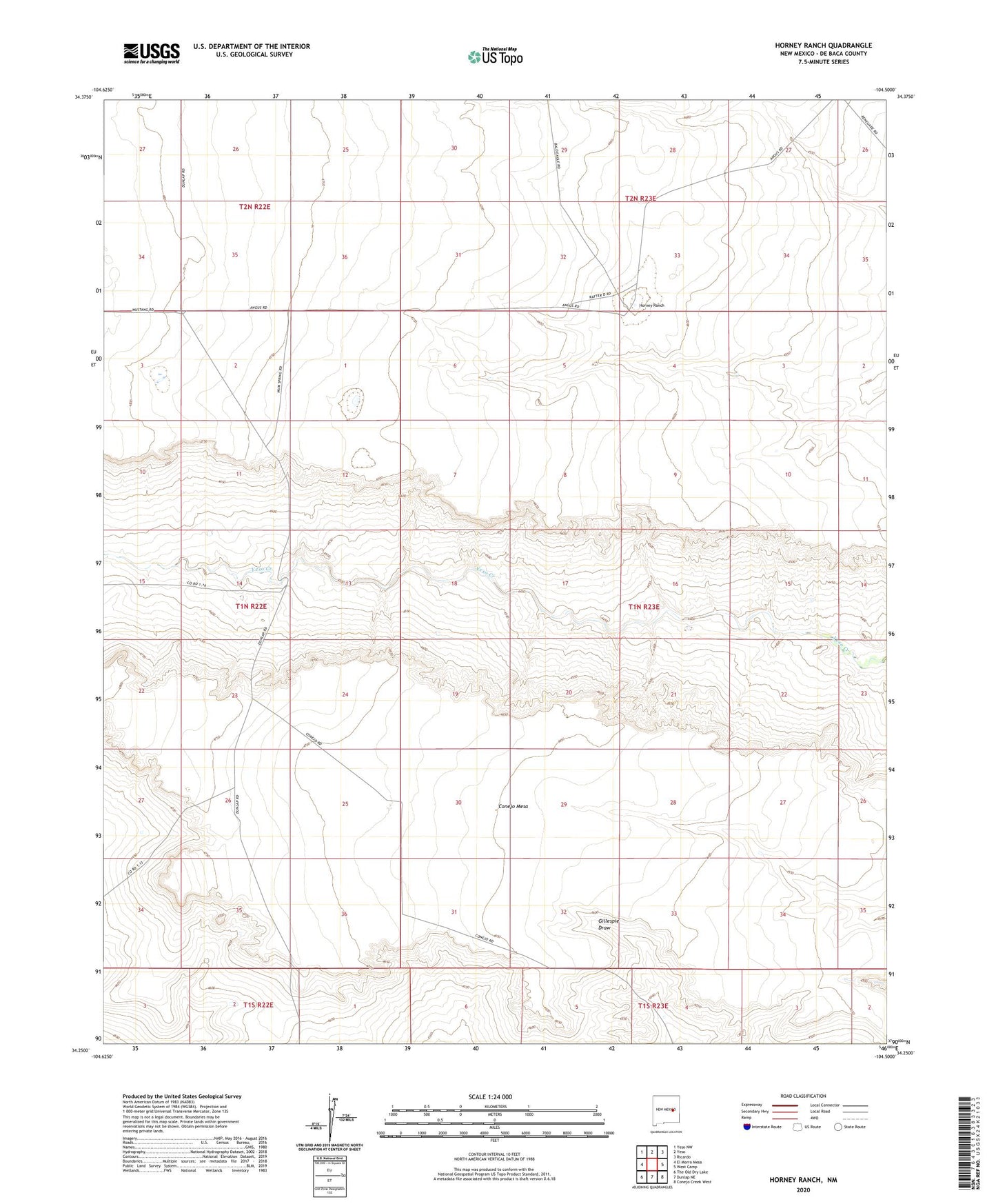 Horney Ranch New Mexico US Topo Map Image