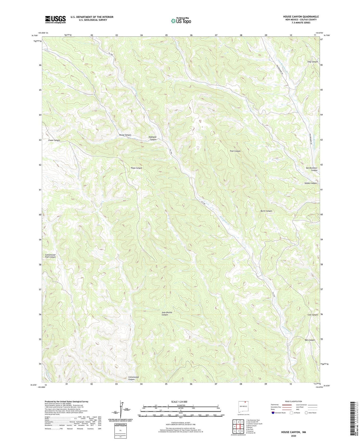 House Canyon New Mexico US Topo Map Image