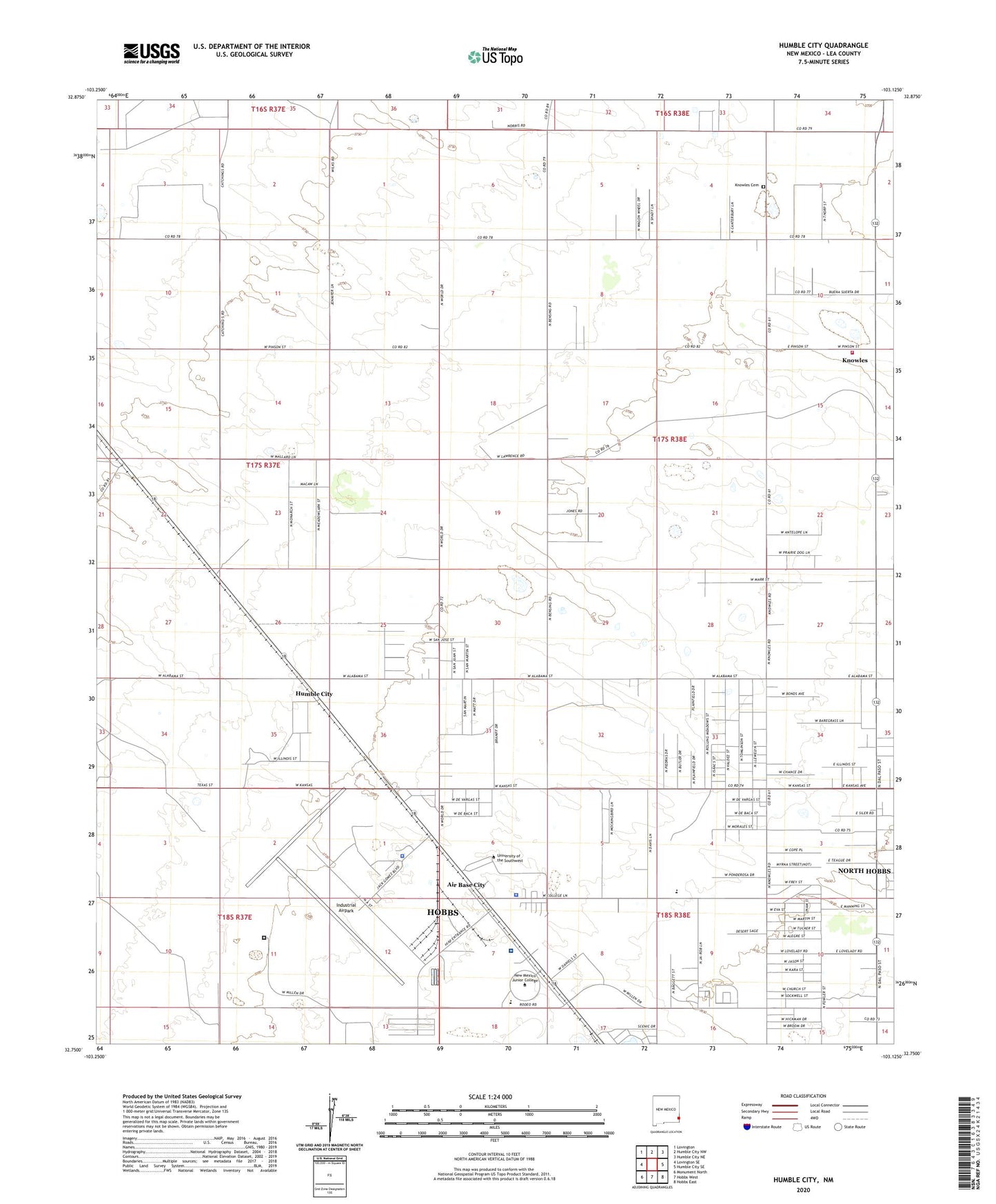 Humble City New Mexico US Topo Map Image