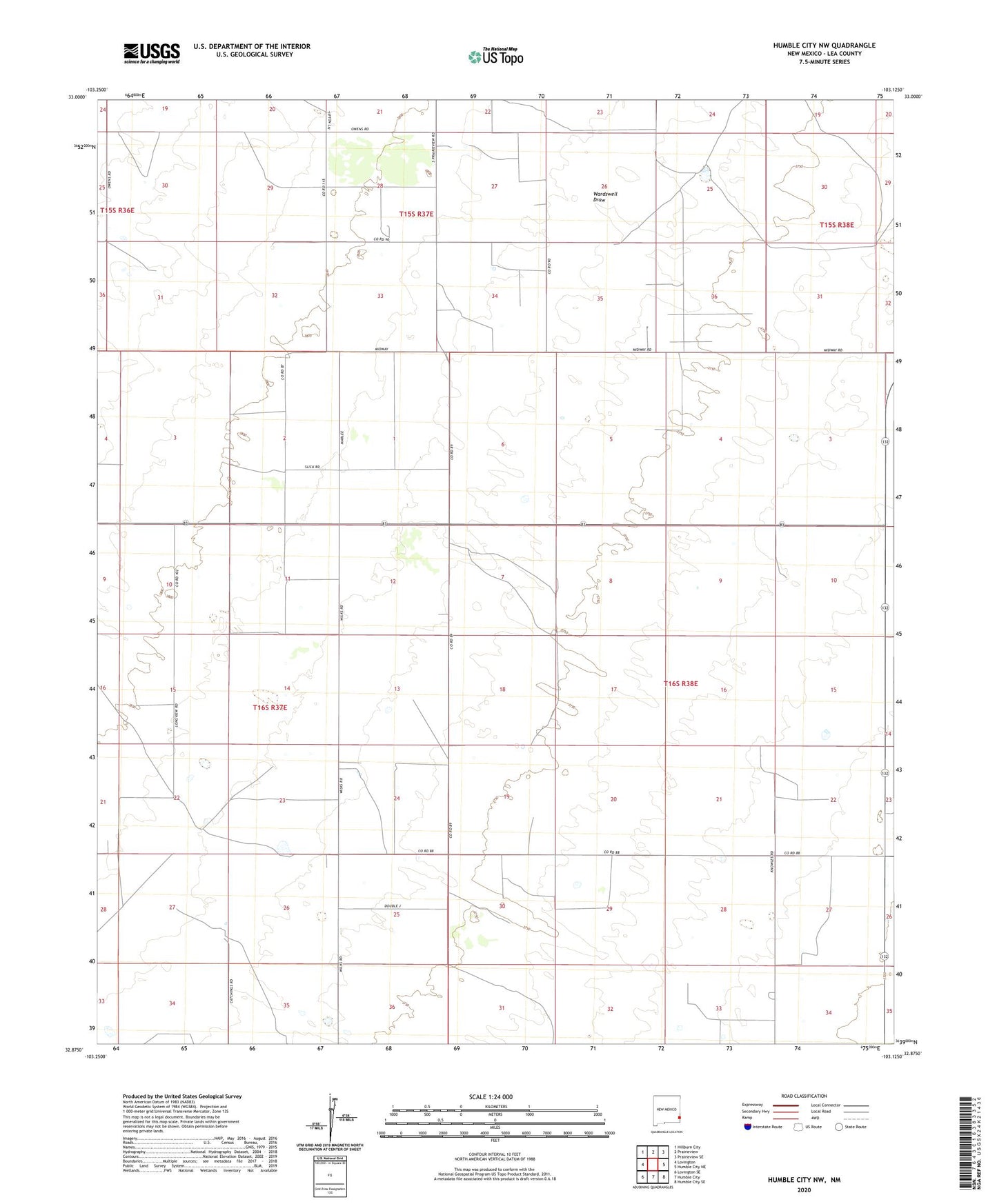 Humble City NW New Mexico US Topo Map Image