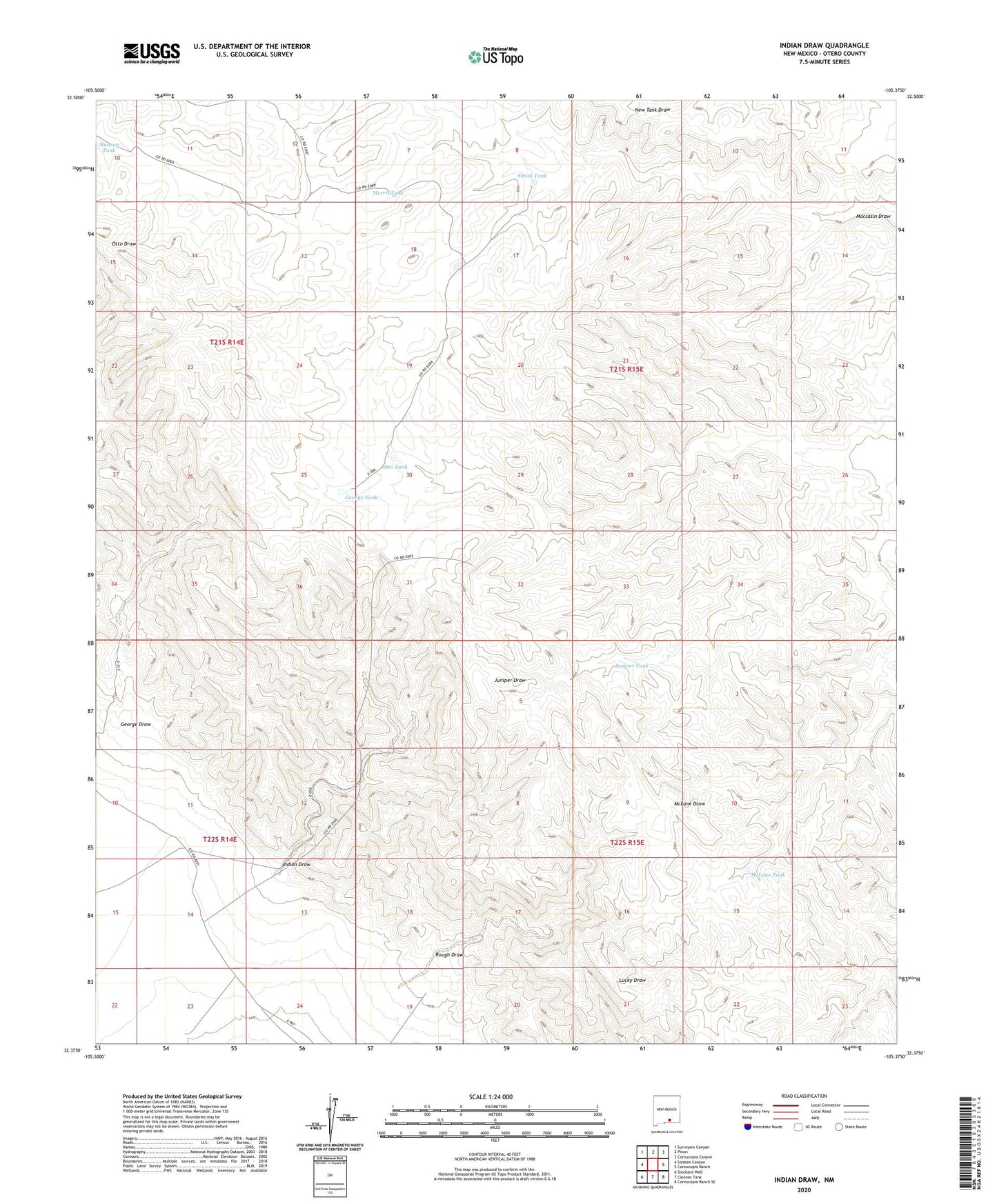 Indian Draw New Mexico US Topo Map Image