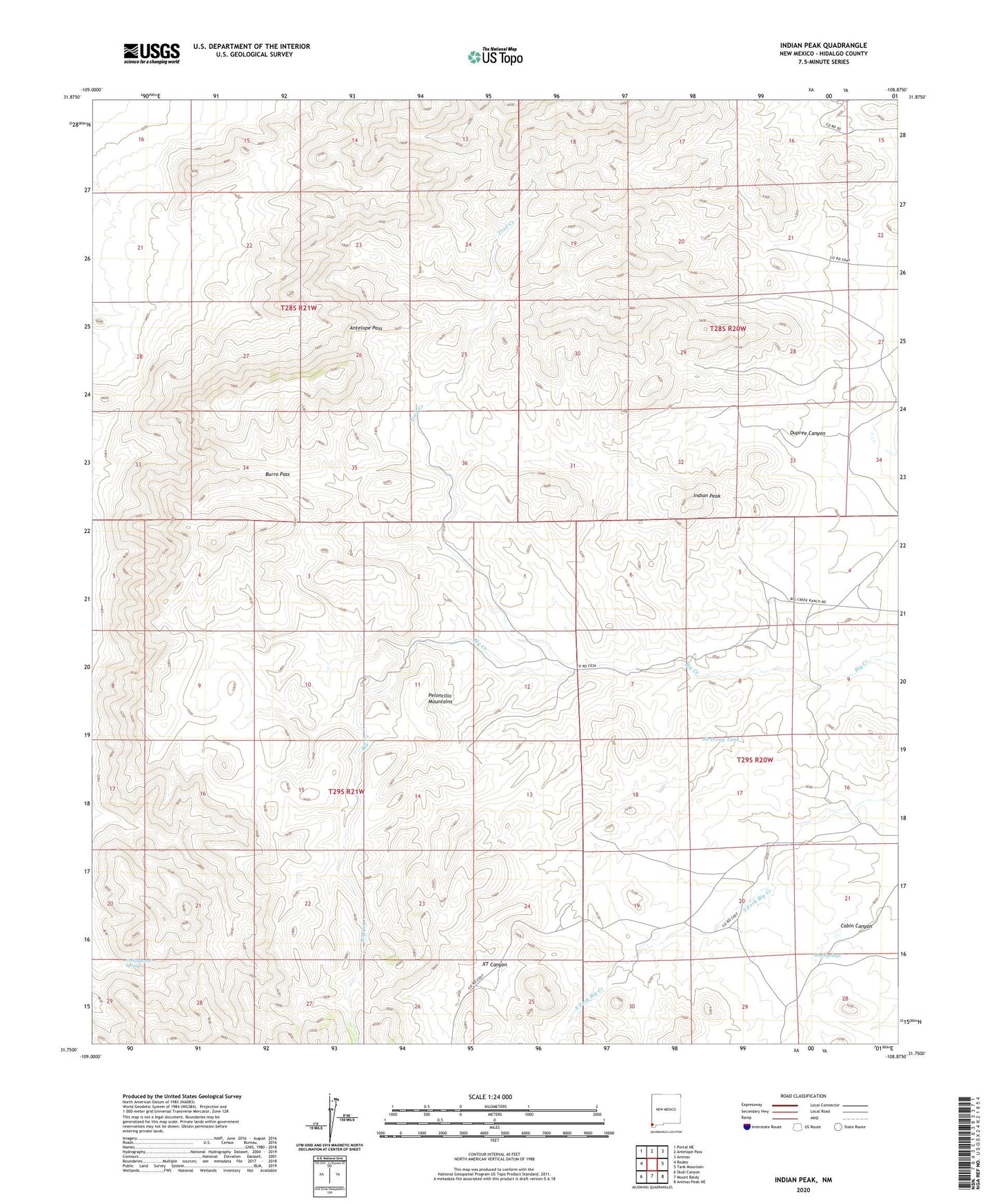 Indian Peak New Mexico US Topo Map Image
