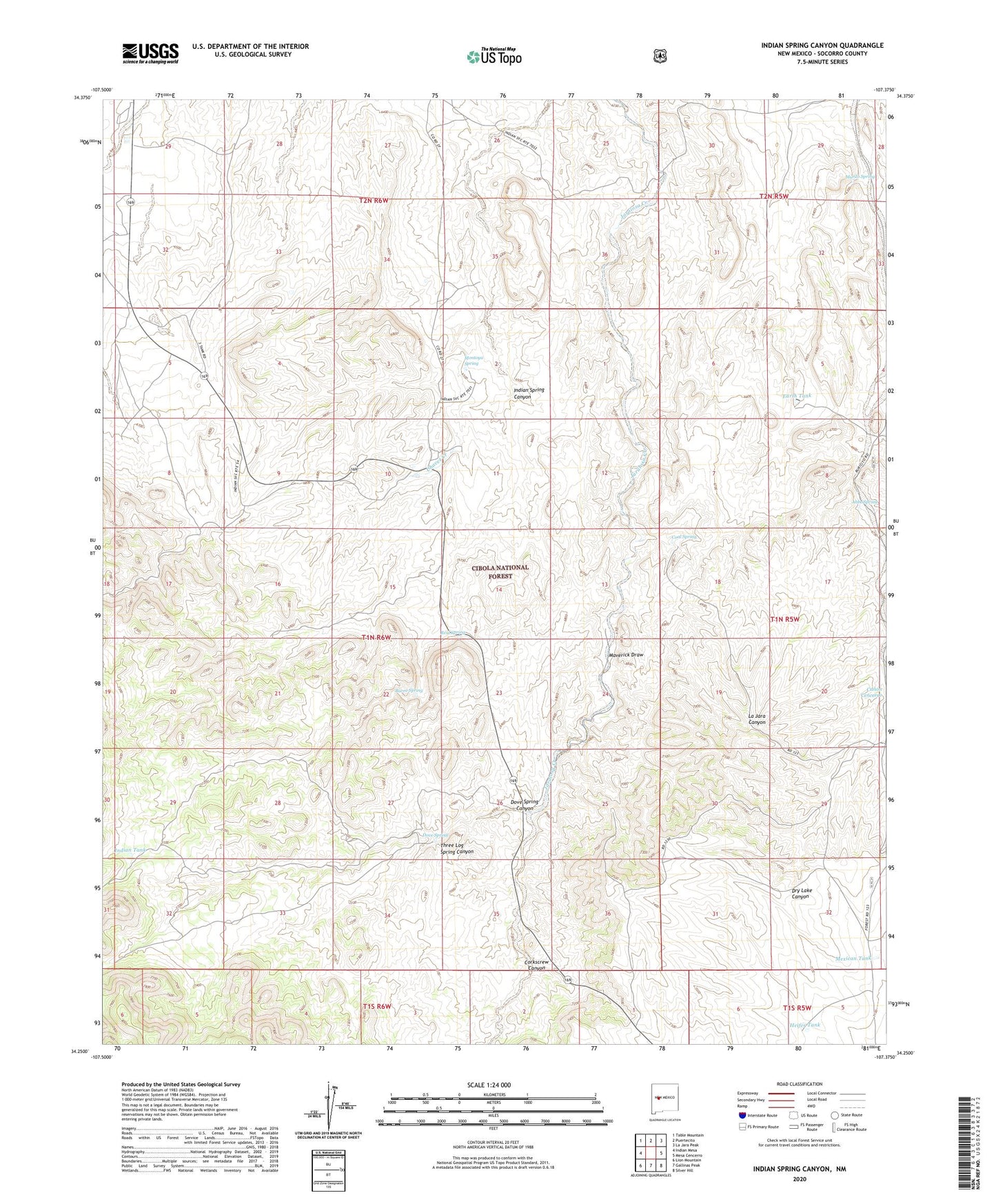Indian Spring Canyon New Mexico US Topo Map Image