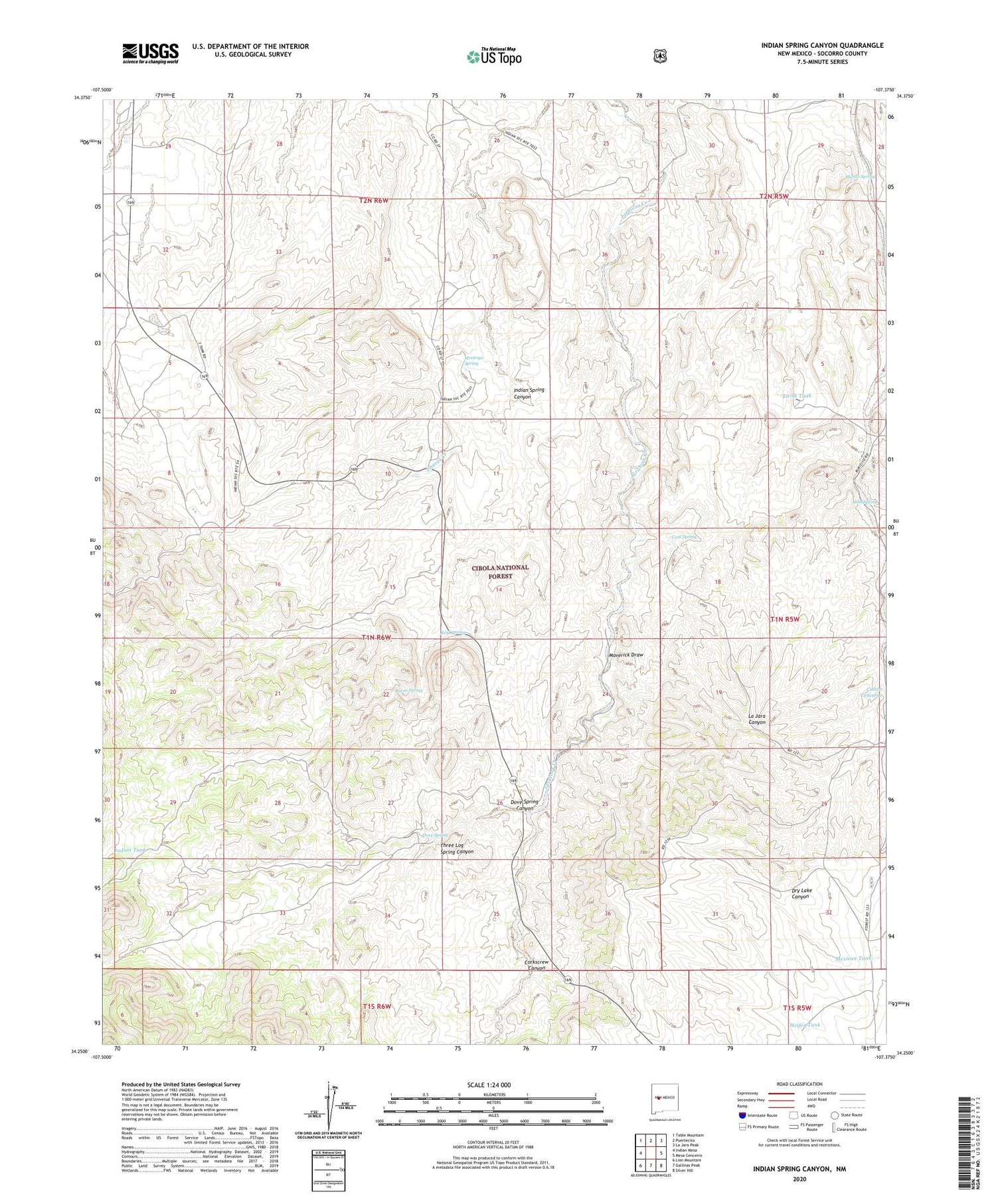 Indian Spring Canyon New Mexico US Topo Map Image
