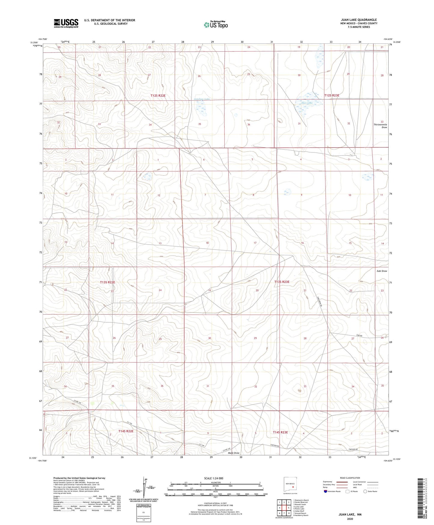 Juan Lake New Mexico US Topo Map Image