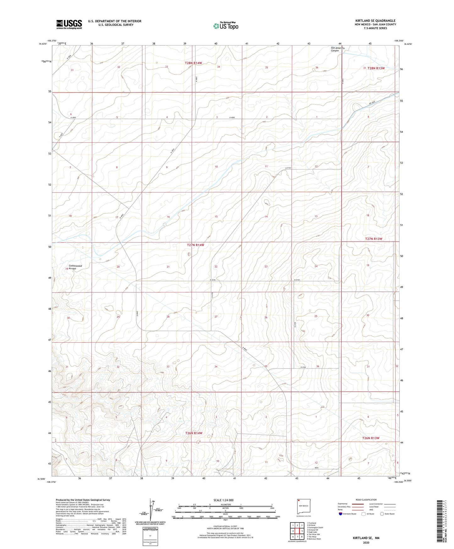 Kirtland SE New Mexico US Topo Map Image