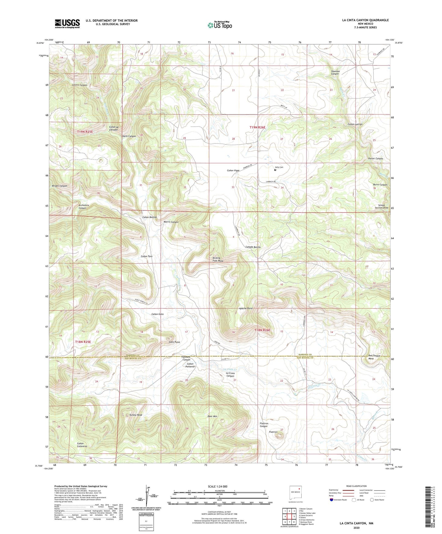 La Cinta Canyon New Mexico US Topo Map Image