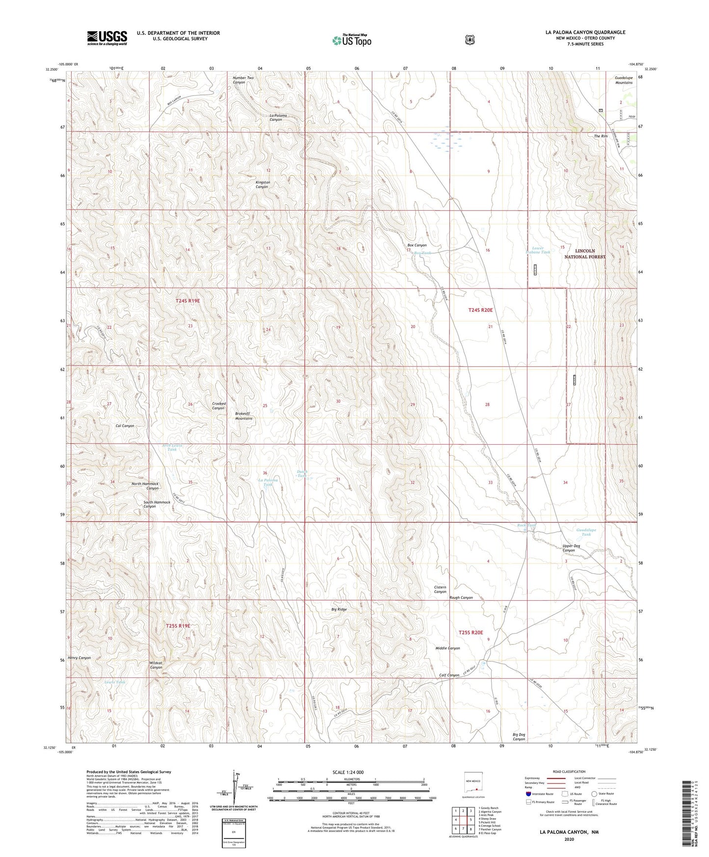 La Paloma Canyon New Mexico US Topo Map Image