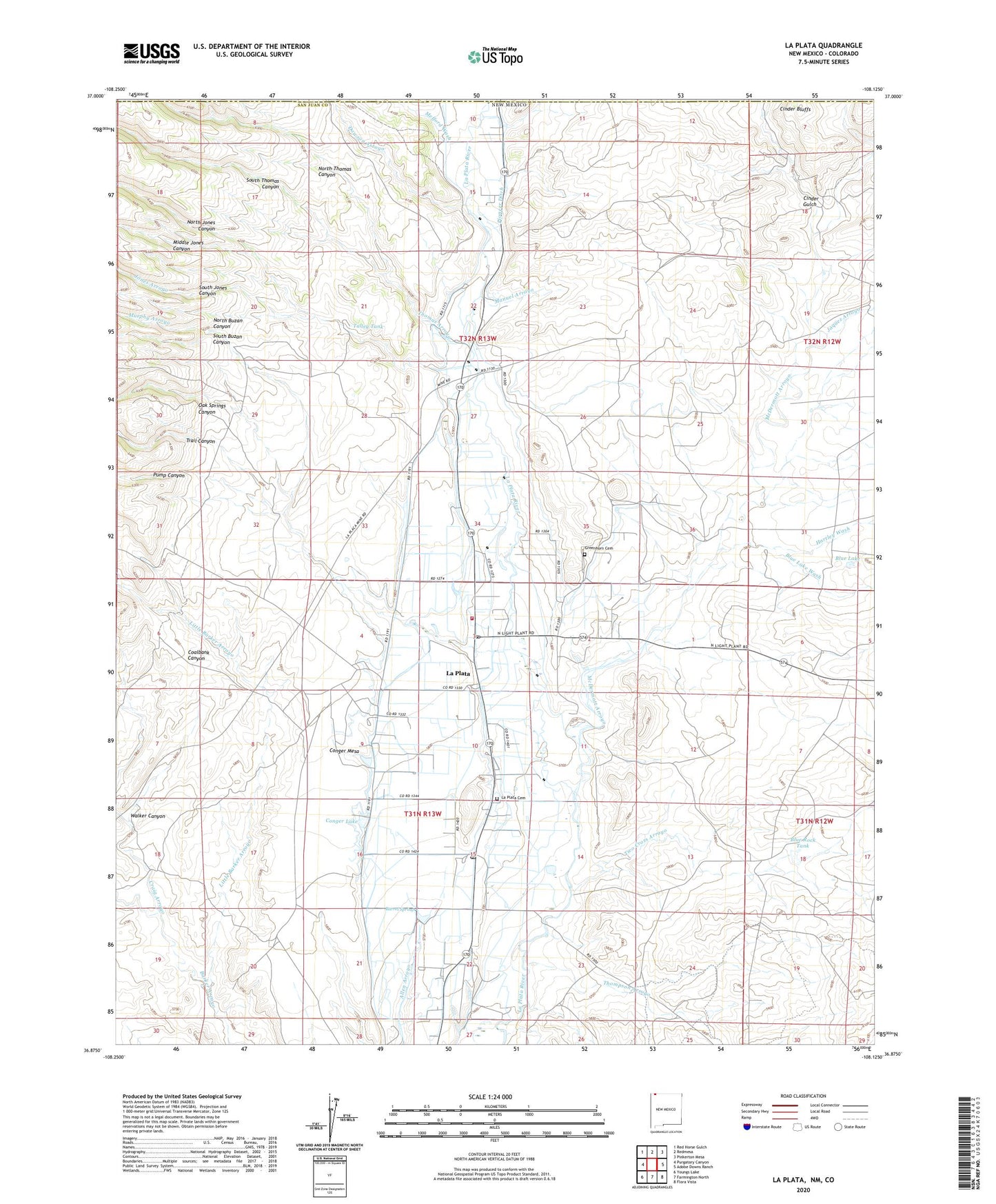 La Plata New Mexico US Topo Map Image