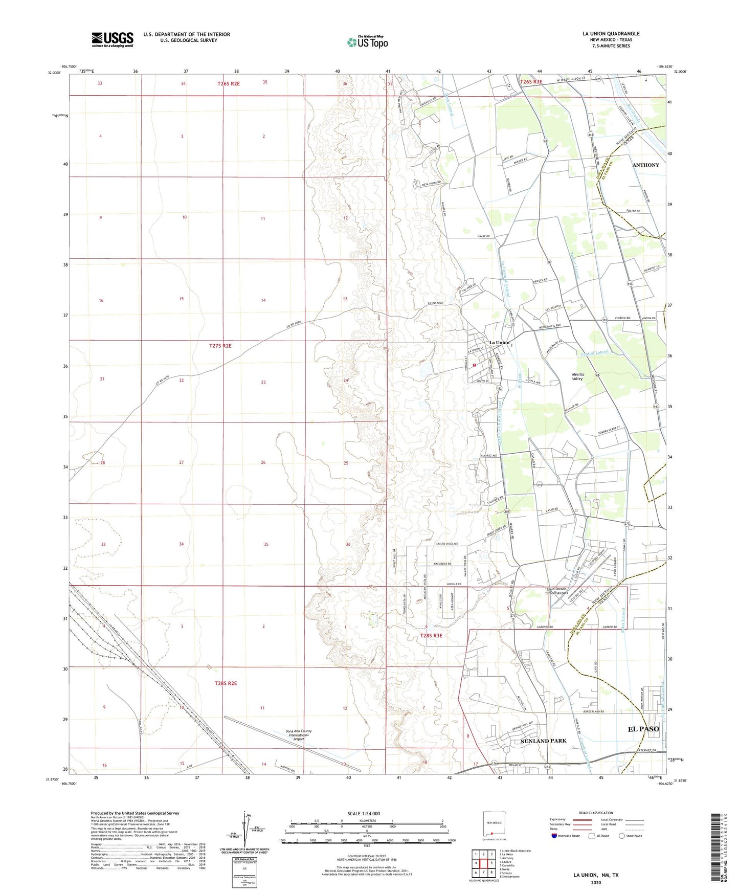La Union New Mexico US Topo Map Image