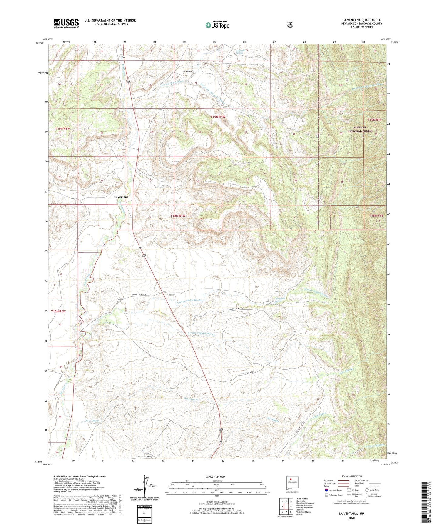 La Ventana New Mexico US Topo Map Image